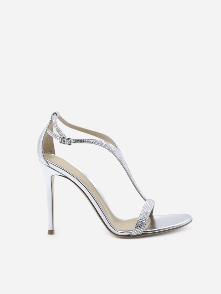 Gianvito Rossi Leather Sandals With Crystal Decoration