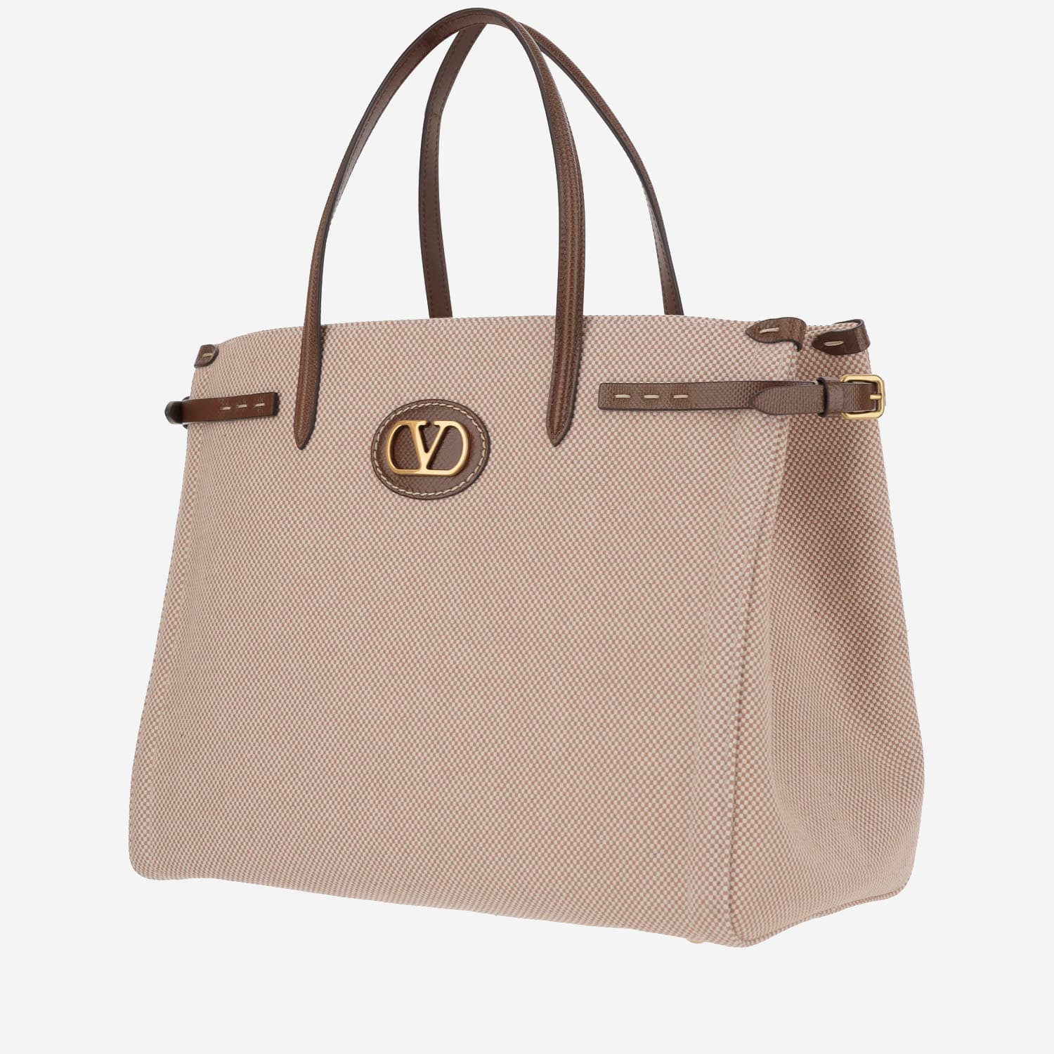 Shop Valentino Medium Antibes Canvas Shopping Bag In Beige