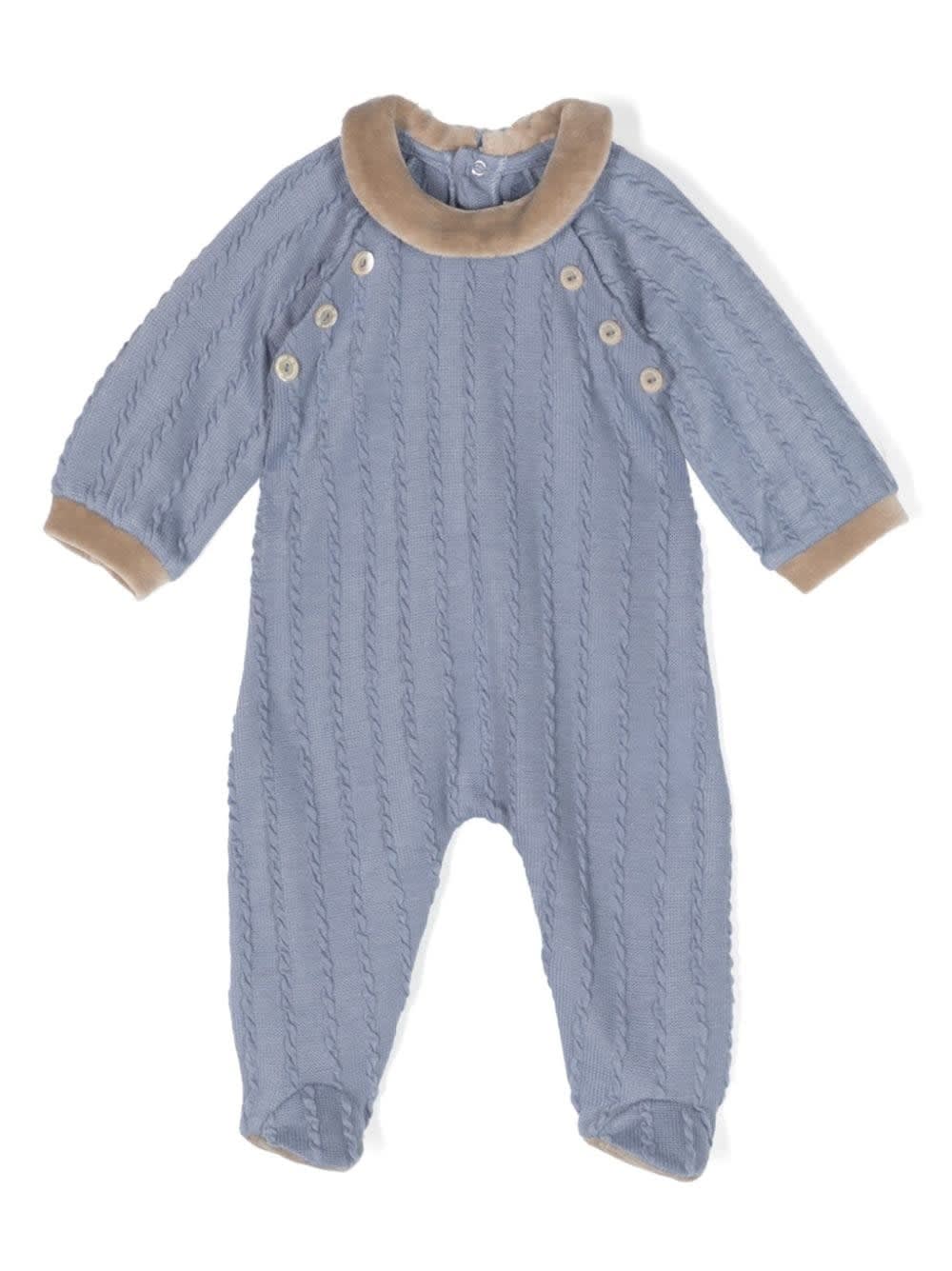 Shop La Stupenderia Onesie With Embroidery In Blue