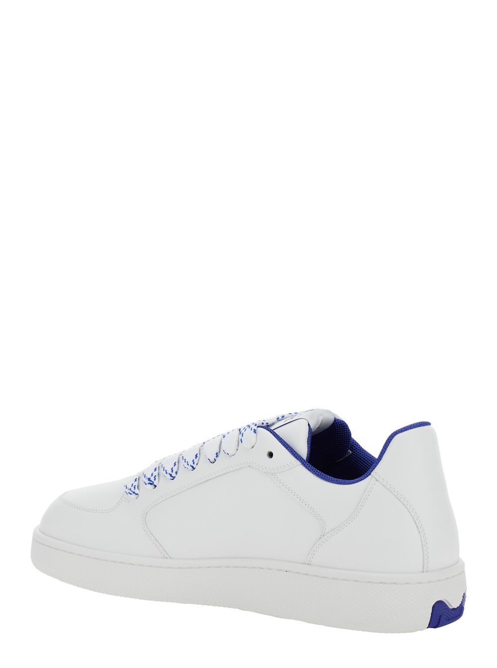 Shop Burberry White Sneakers With Ekd Logo On The Side In Leather Man