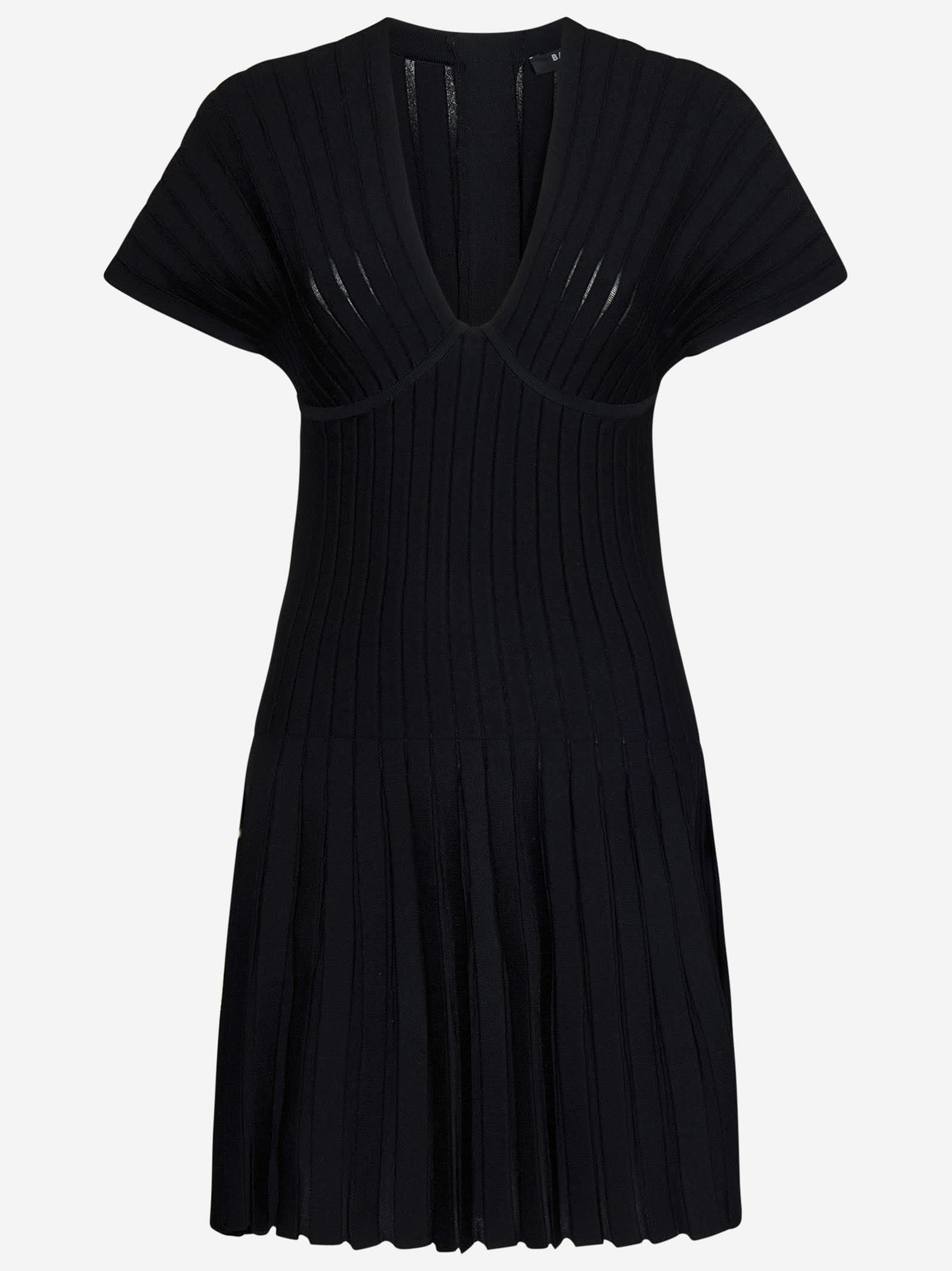 Short Sleeves Pleated Knit Dress
