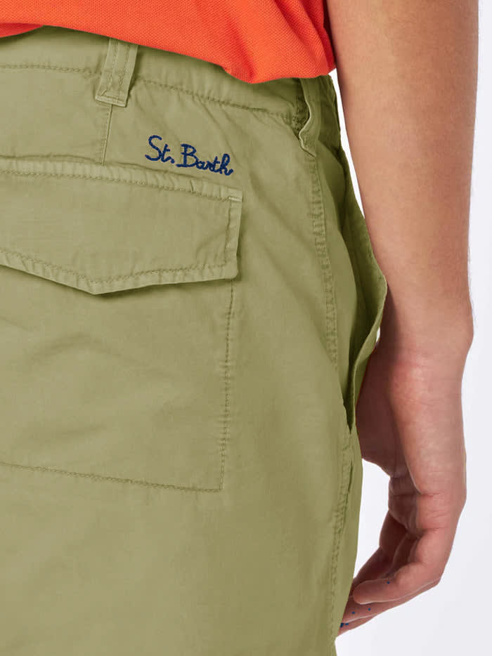 Mc2 Saint Barth Man Military Green Bermuda With Side Pockets In Green