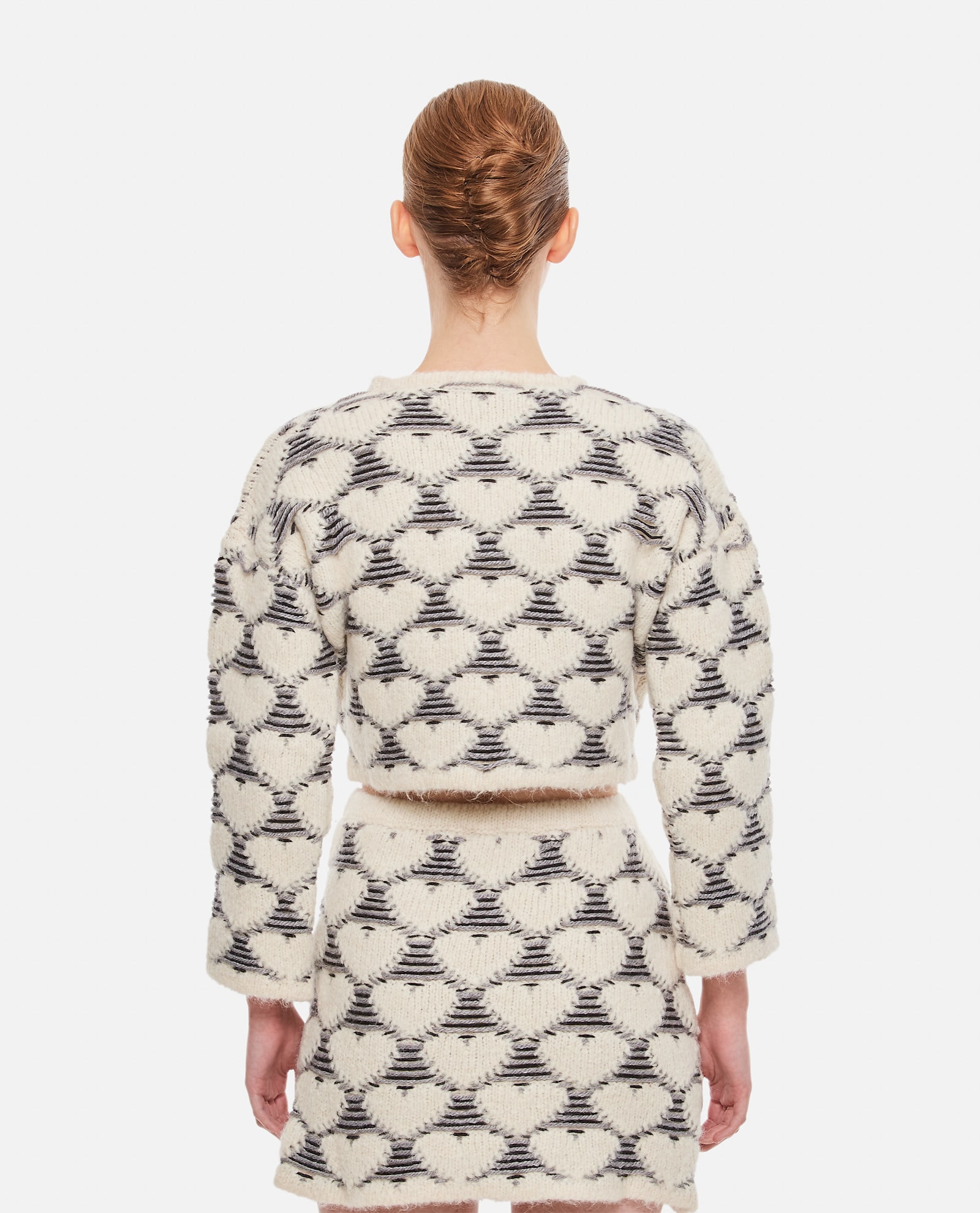 Marco Rambaldi Jacquard-knit Heart Cropped Jumper In Multi