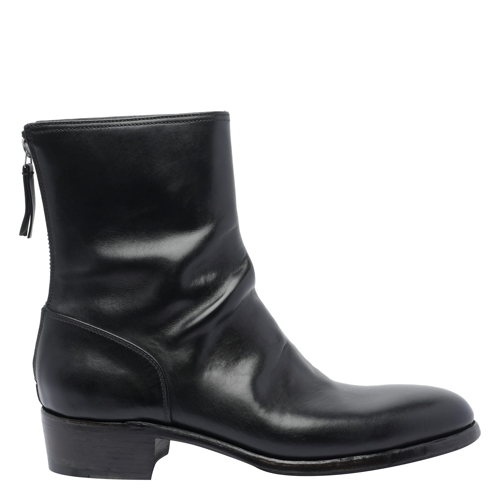 Premiata Heeled Leather Ankle Boots With Round Toe In Black
