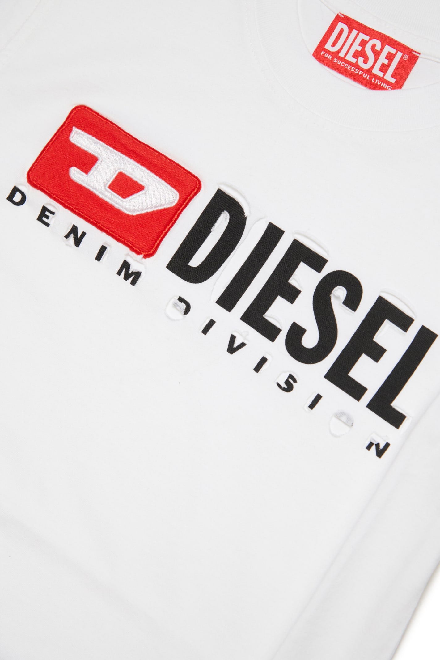 Shop Diesel Tinydivstroyed T-shirt  T-shirt With Breaks And Logo In White