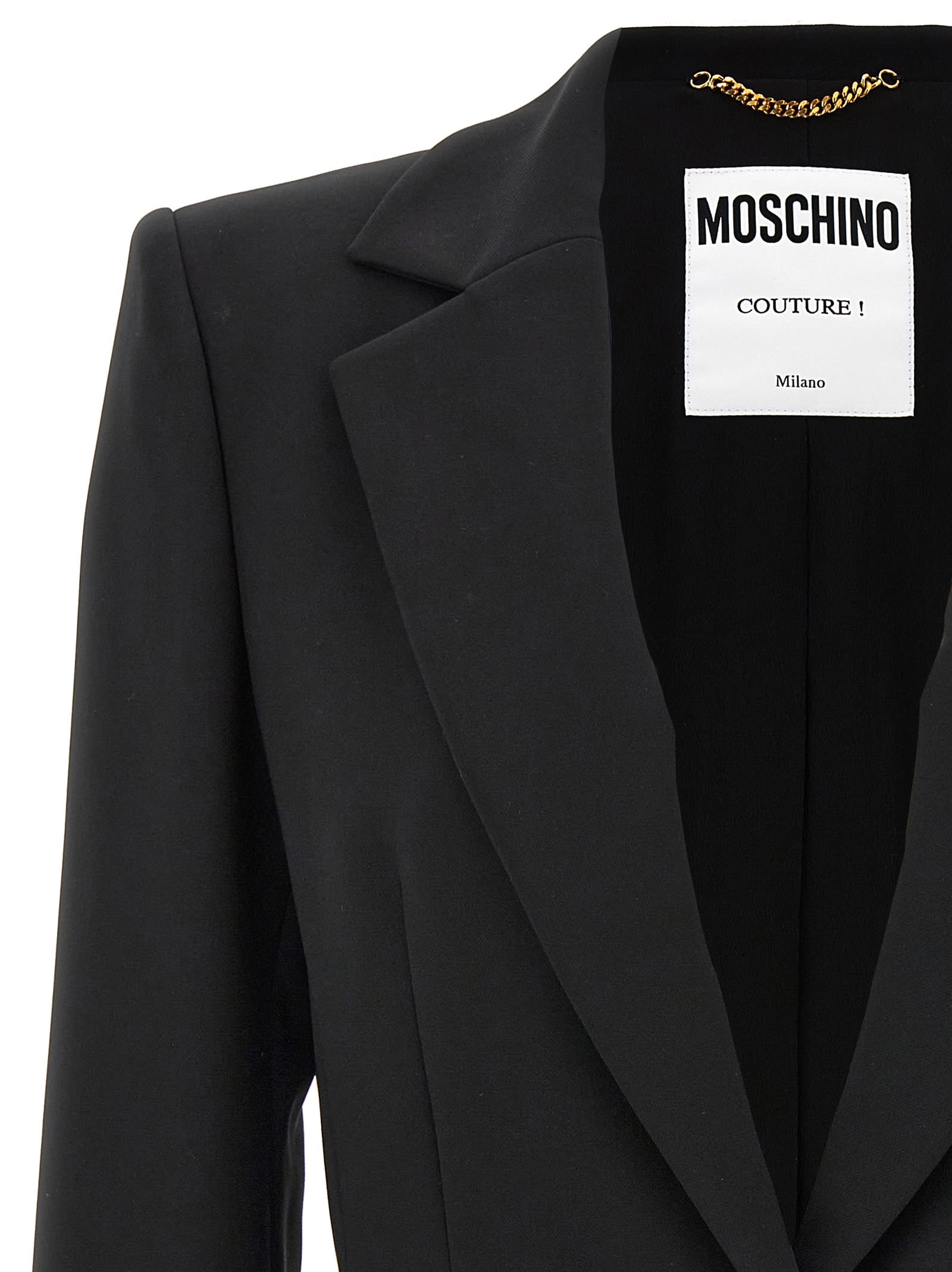 Shop Moschino Single-breasted Crepe Blazer In Black