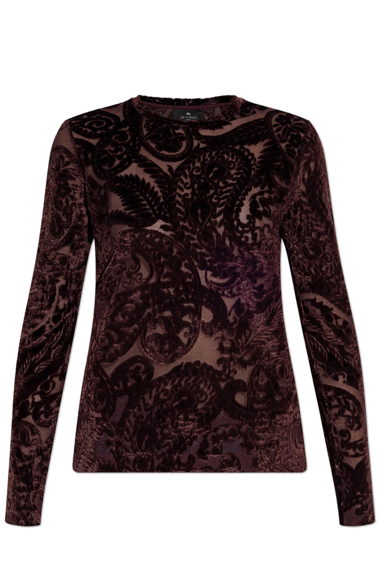 Etro Top With A Velvet Pattern In Burgundy