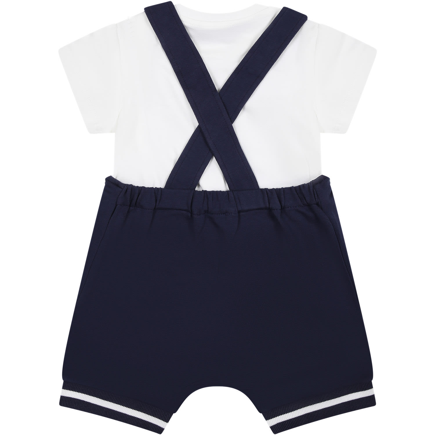 Shop Moschino Blue Dungarees For Baby Boy With Teddy Bear