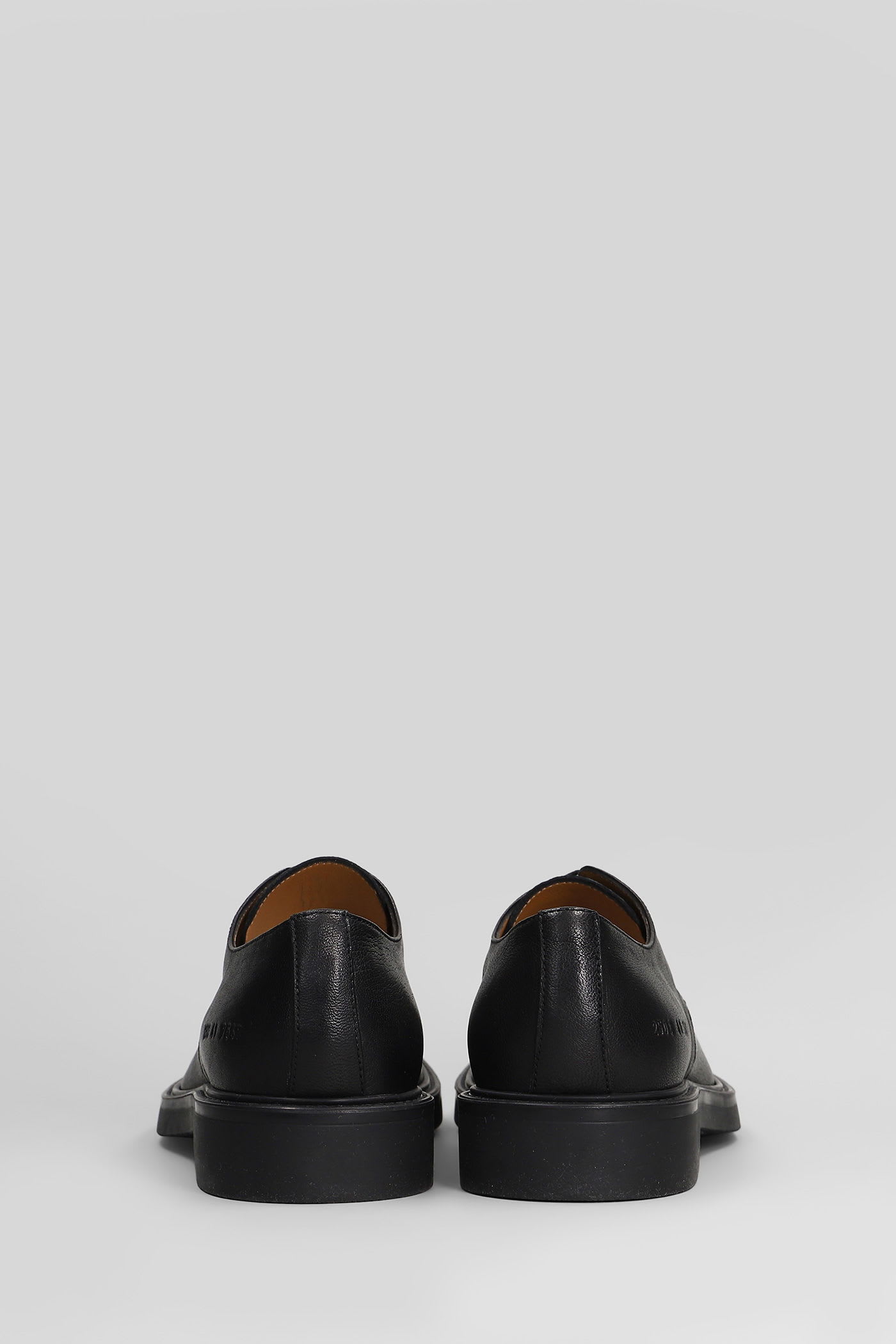 Common Projects Officers Derby Lace Up Shoes In Black Leather In Black