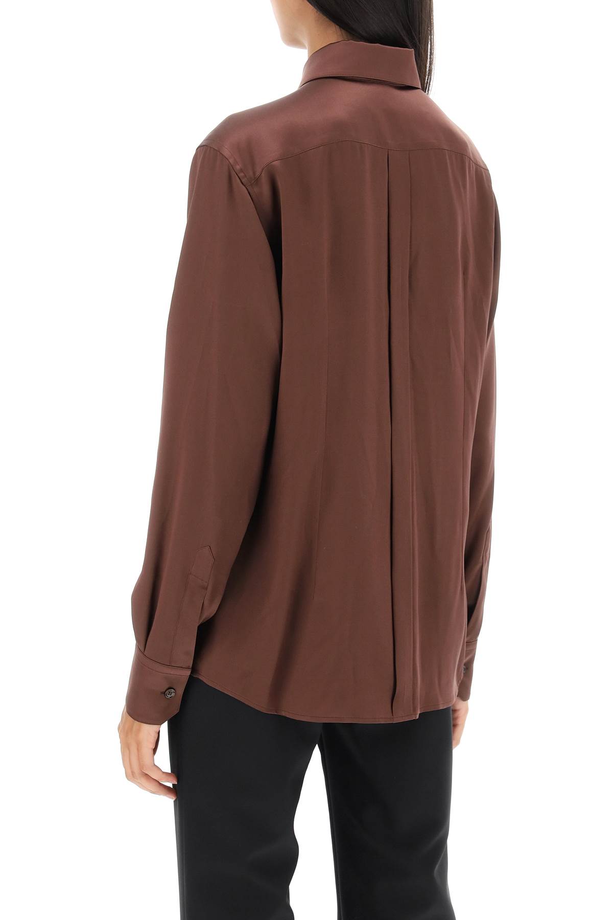 Shop Dolce & Gabbana Silk Satin Shirt In Testa Di Moro (brown)