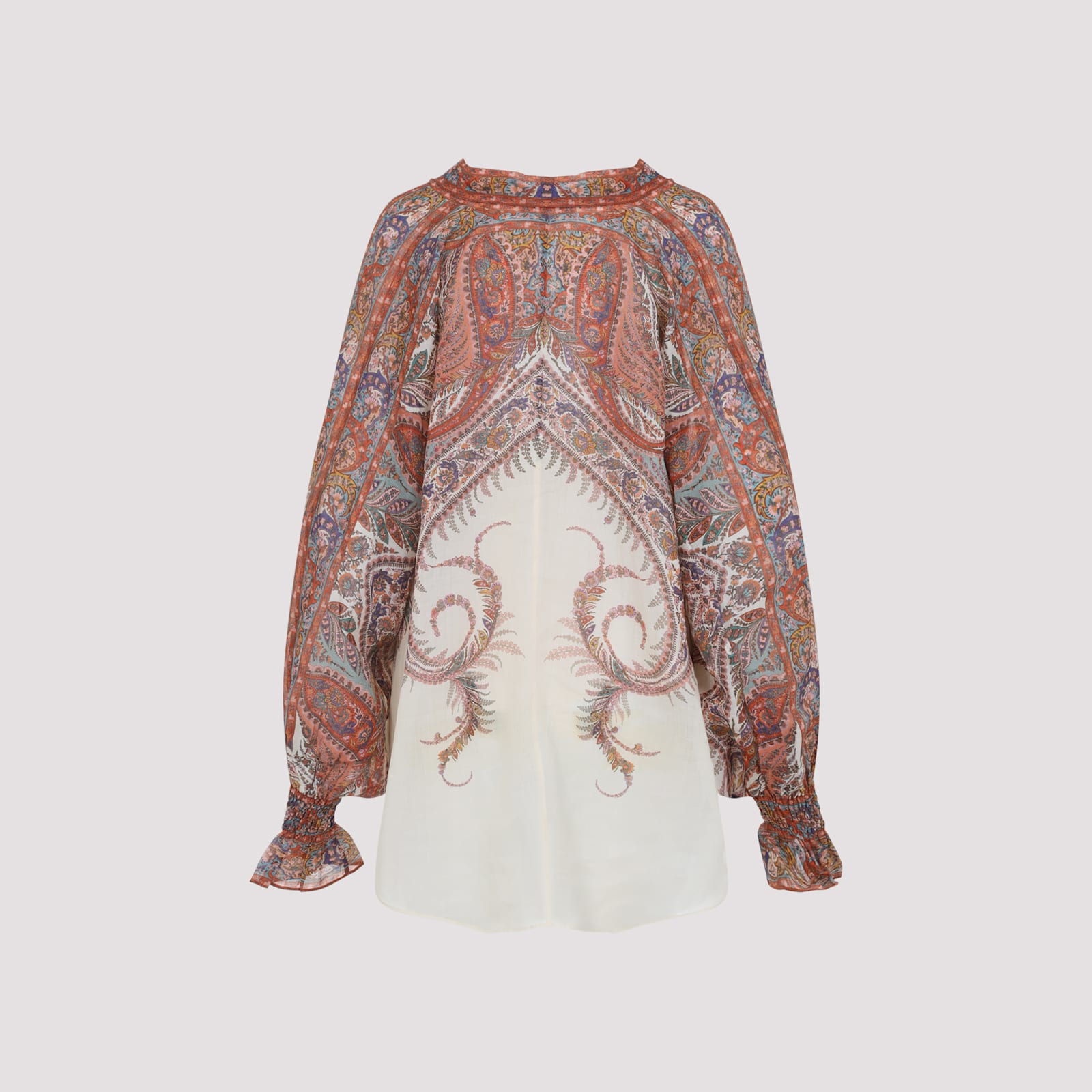Zimmermann Rhiannon Tie Neck Blouse In Brown