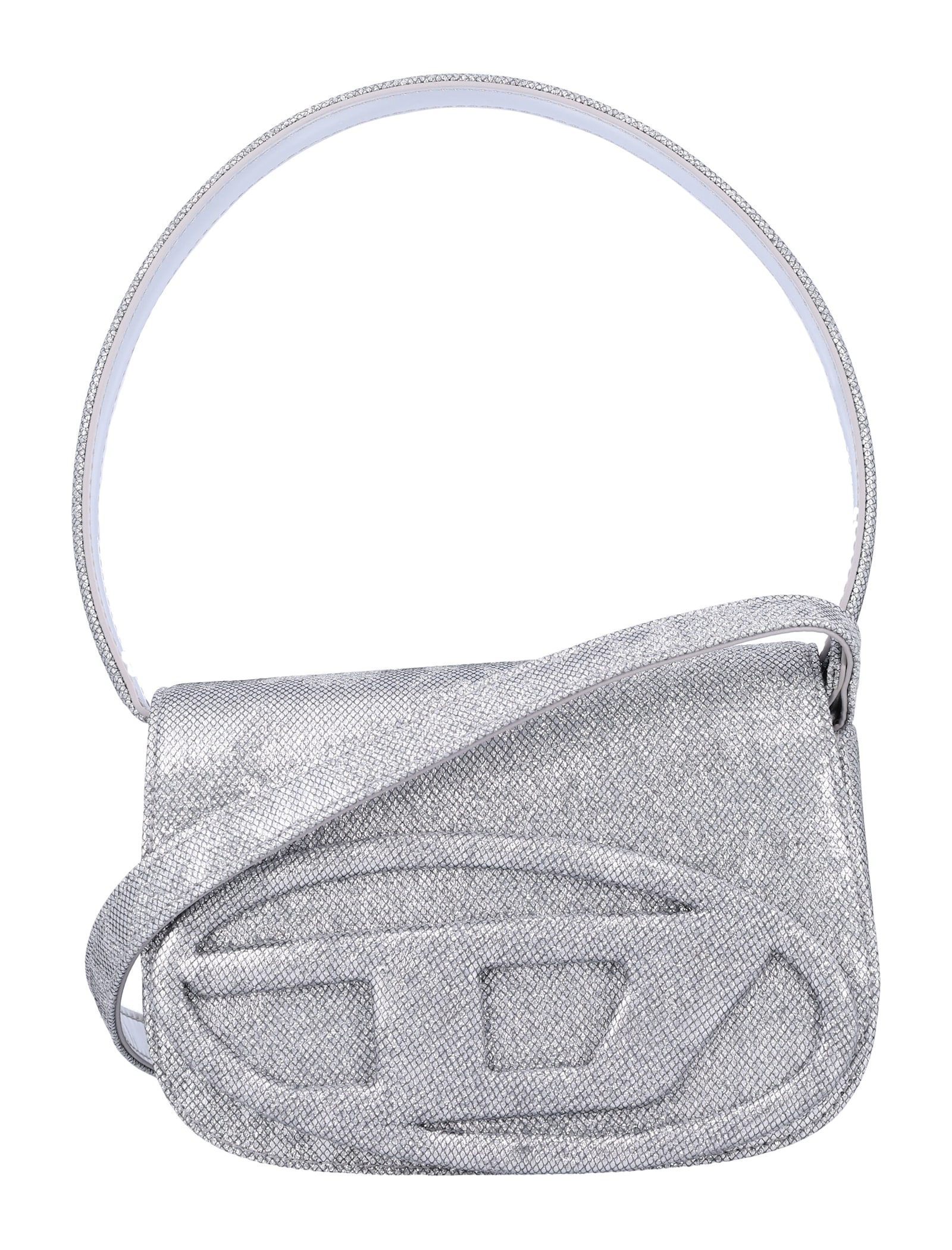 Diesel 1-dr Lurex Shoulder Bag In Silver