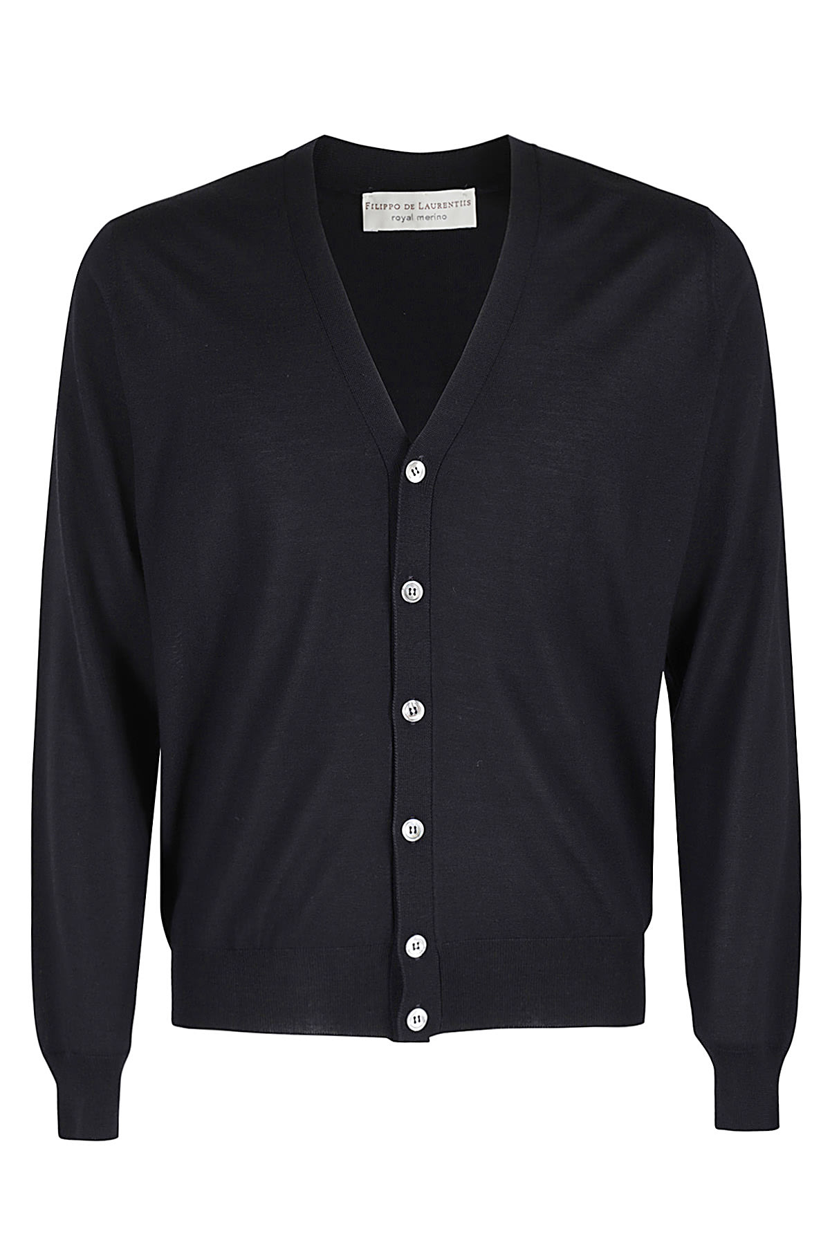 Shop Filippo De Laurentiis Cardigan Bott ml R Merino In Blu