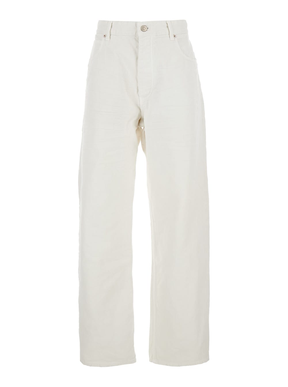 Balenciaga White Five Pocket Jeans With Ripped Hem In Cotton Woman In White