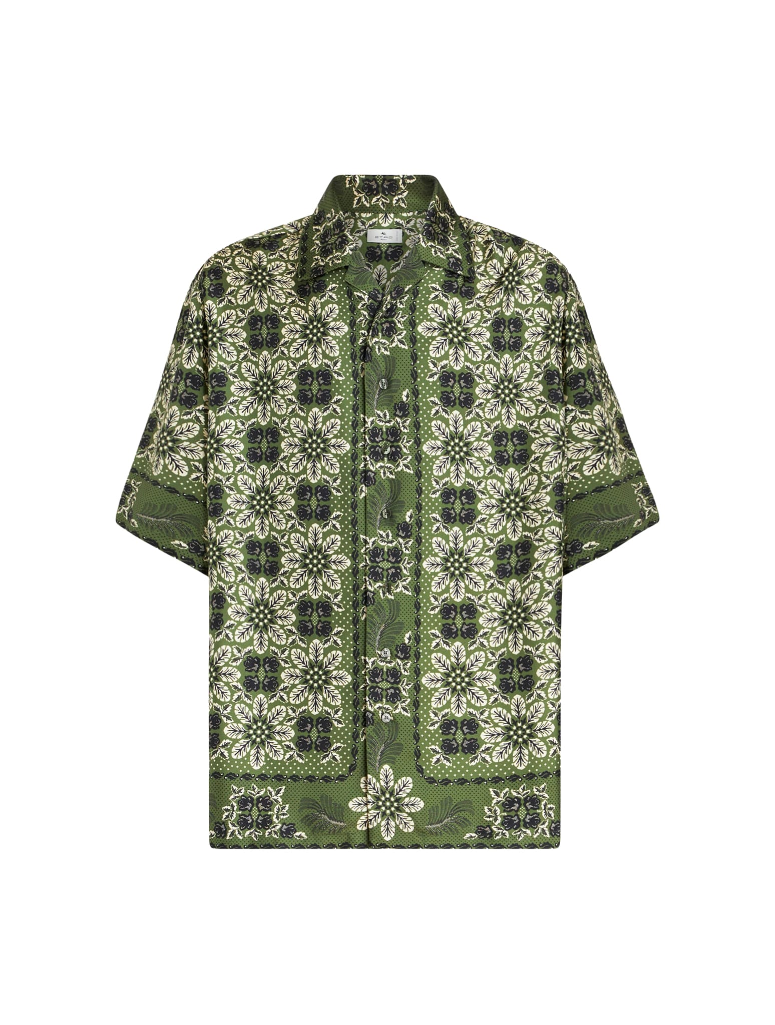 Shop Etro Boxy Shirt S/s In Green Multi