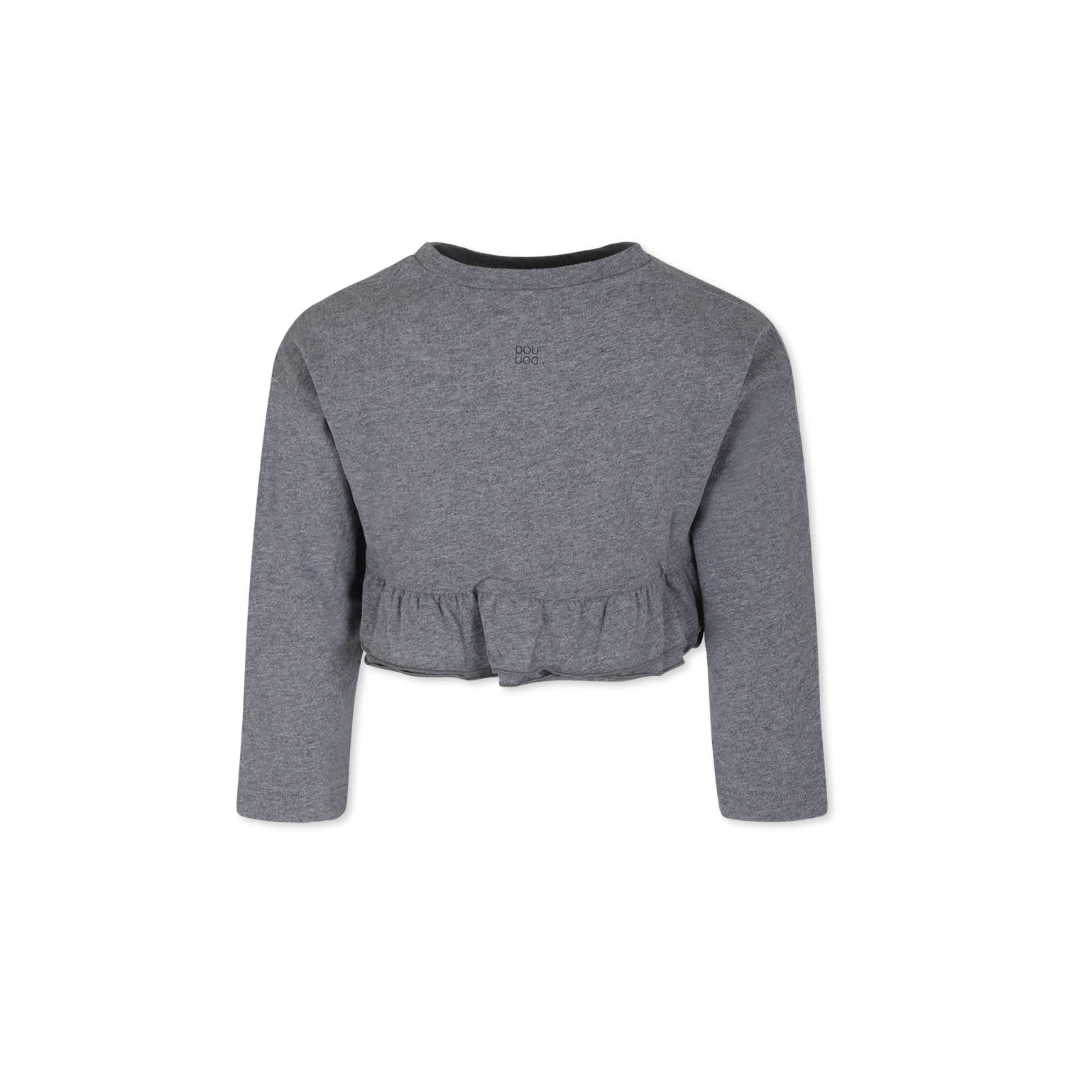 Douuod Grey Crop T-shirt For Girl With Logo In Grey