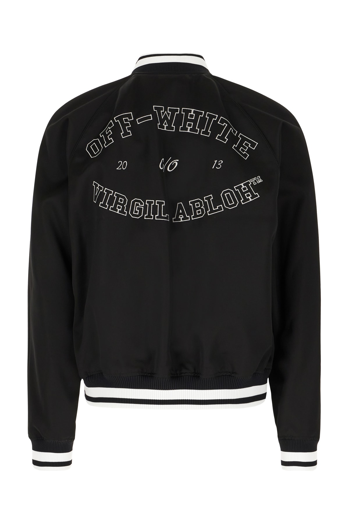 Shop Off-white Black Viscose Bomber Jacket In Black White