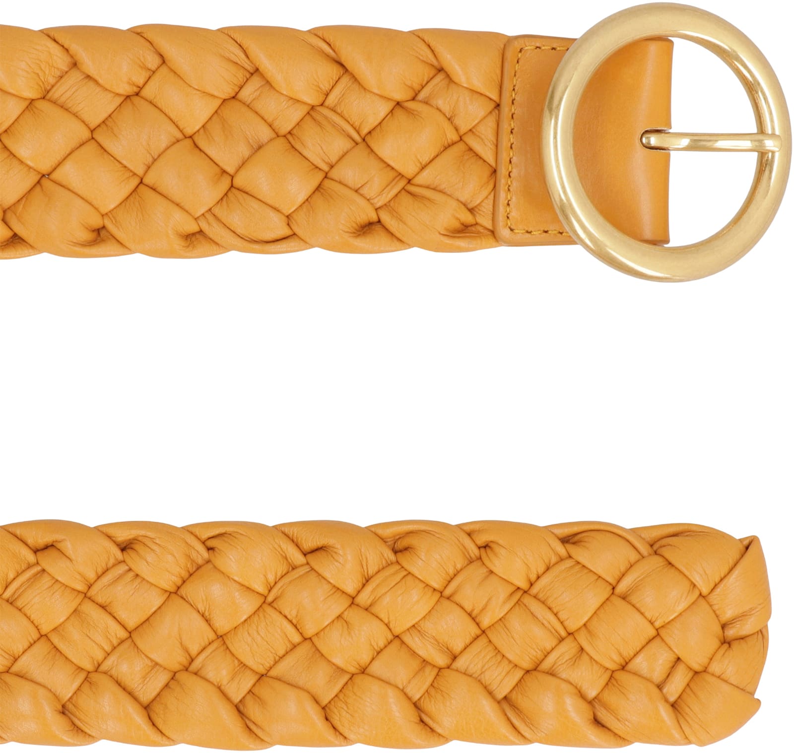 Bottega Veneta Logo Woven Belt In Brown