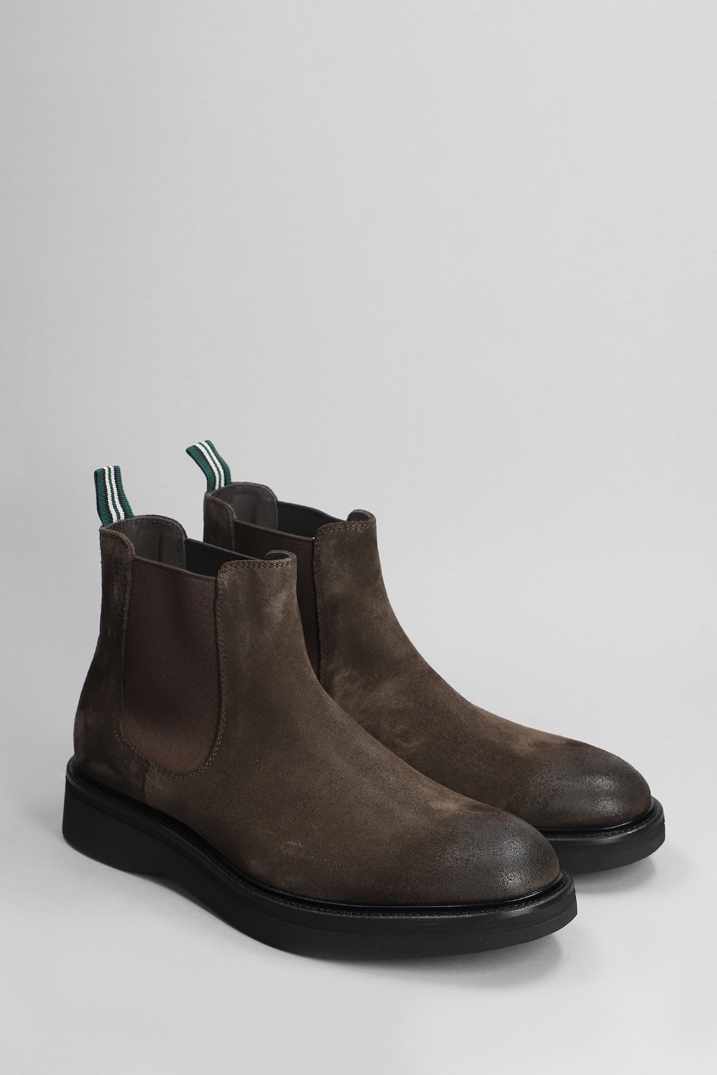 Shop Green George Combat Boots In Brown Suede