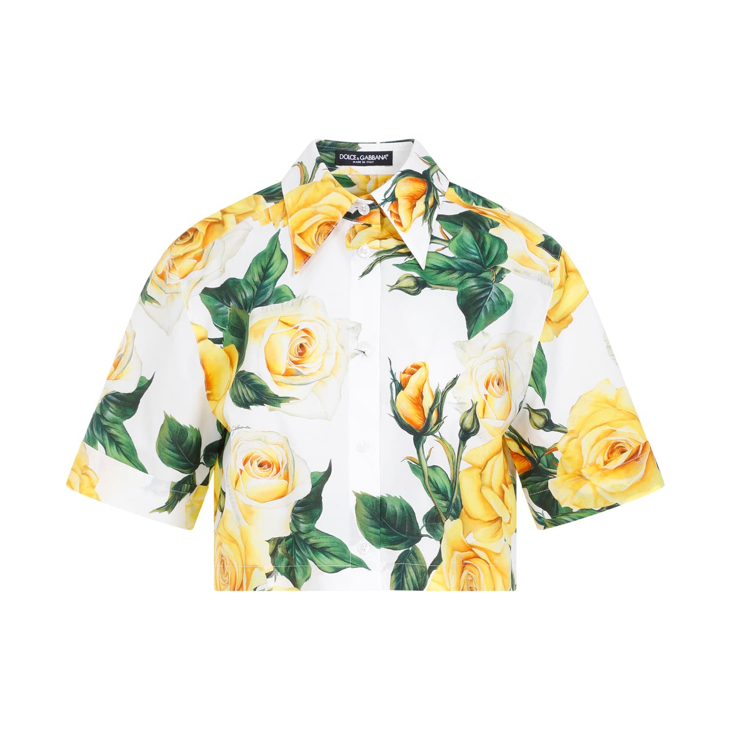 Shop Dolce & Gabbana Rose Print Shirt In Vo Rose Gialle