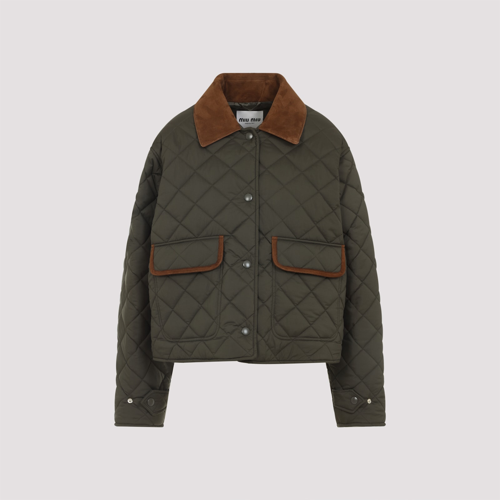 Miu Miu Straight Hem Quilted Jacket In Green
