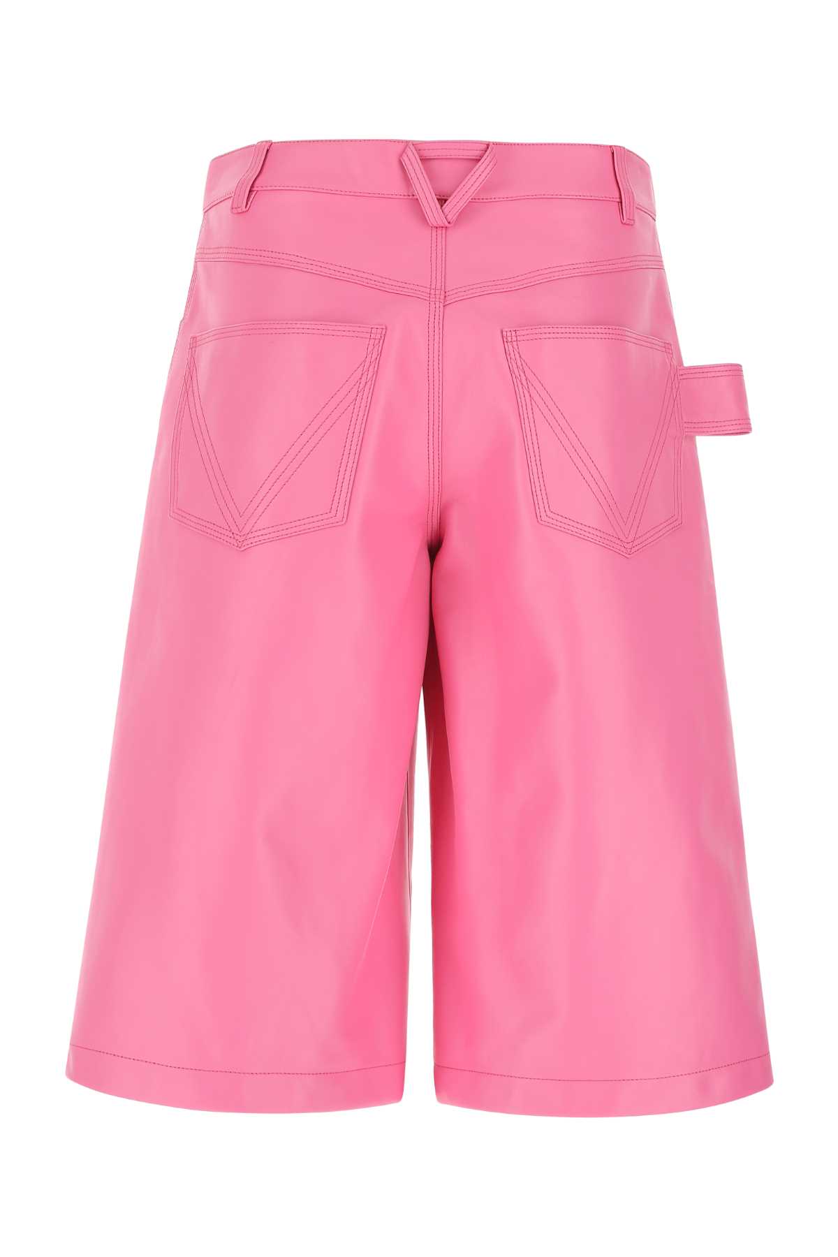 Shop Bottega Veneta Pink Nappa Leather Bermuda Shorts In 5004