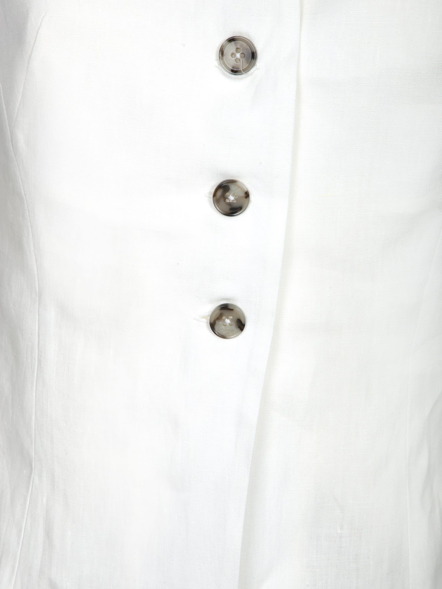 Paul Smith Square Neck White Linen Top With Decorative Buttons In White