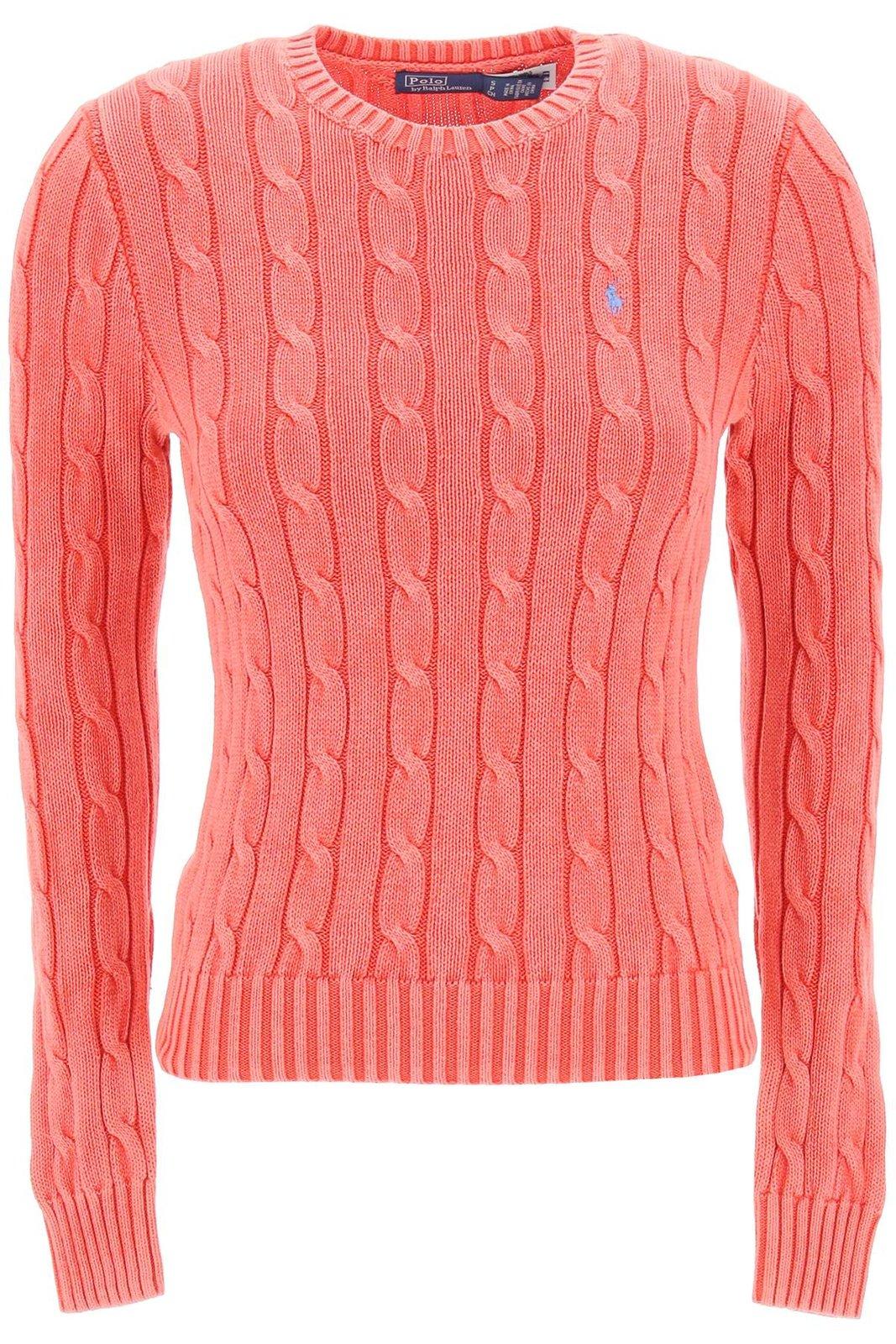 Pony Embroidered Cable-knit Jumper