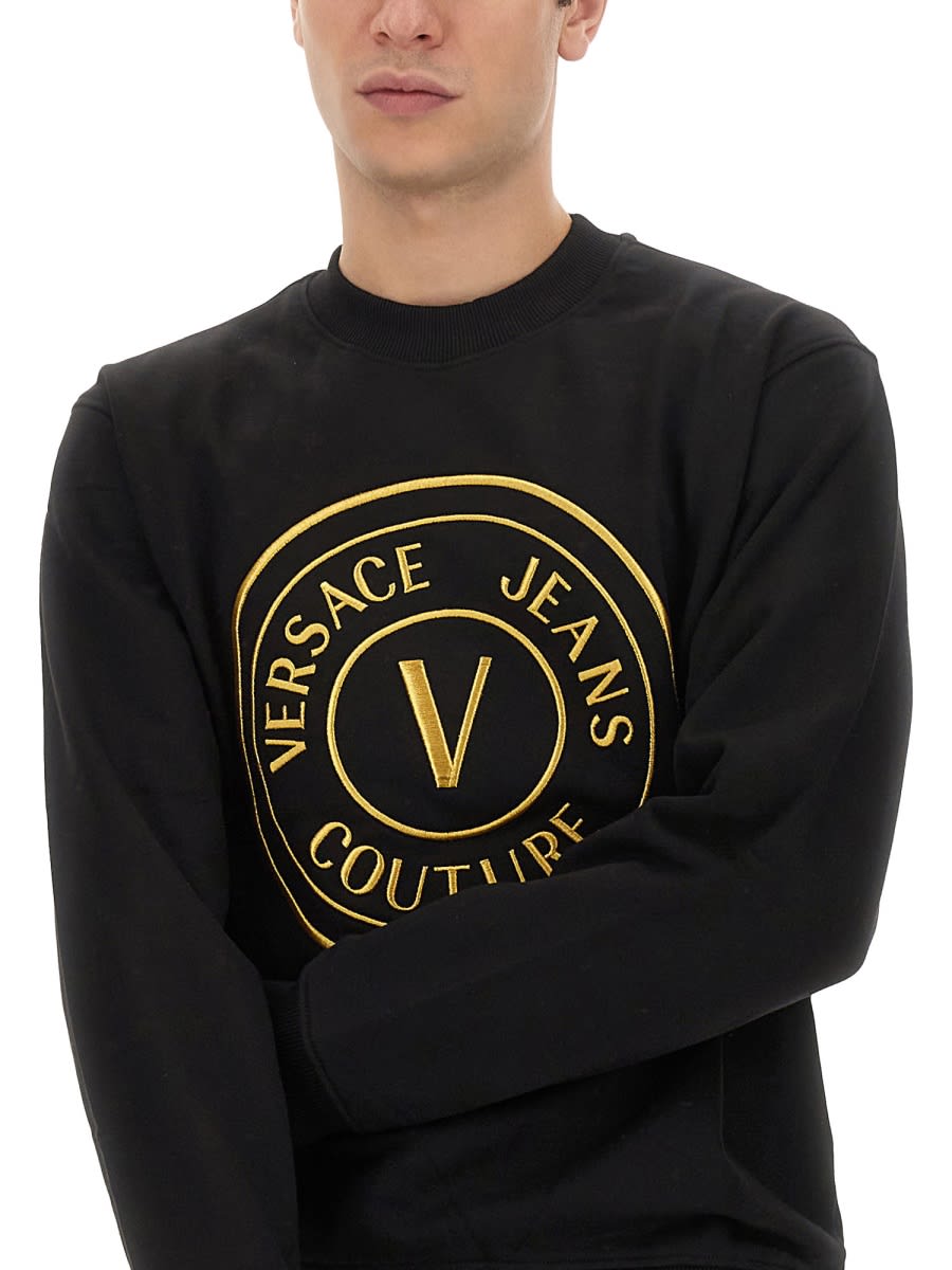Shop Versace Jeans Couture V-emblem Sweatshirt In Black