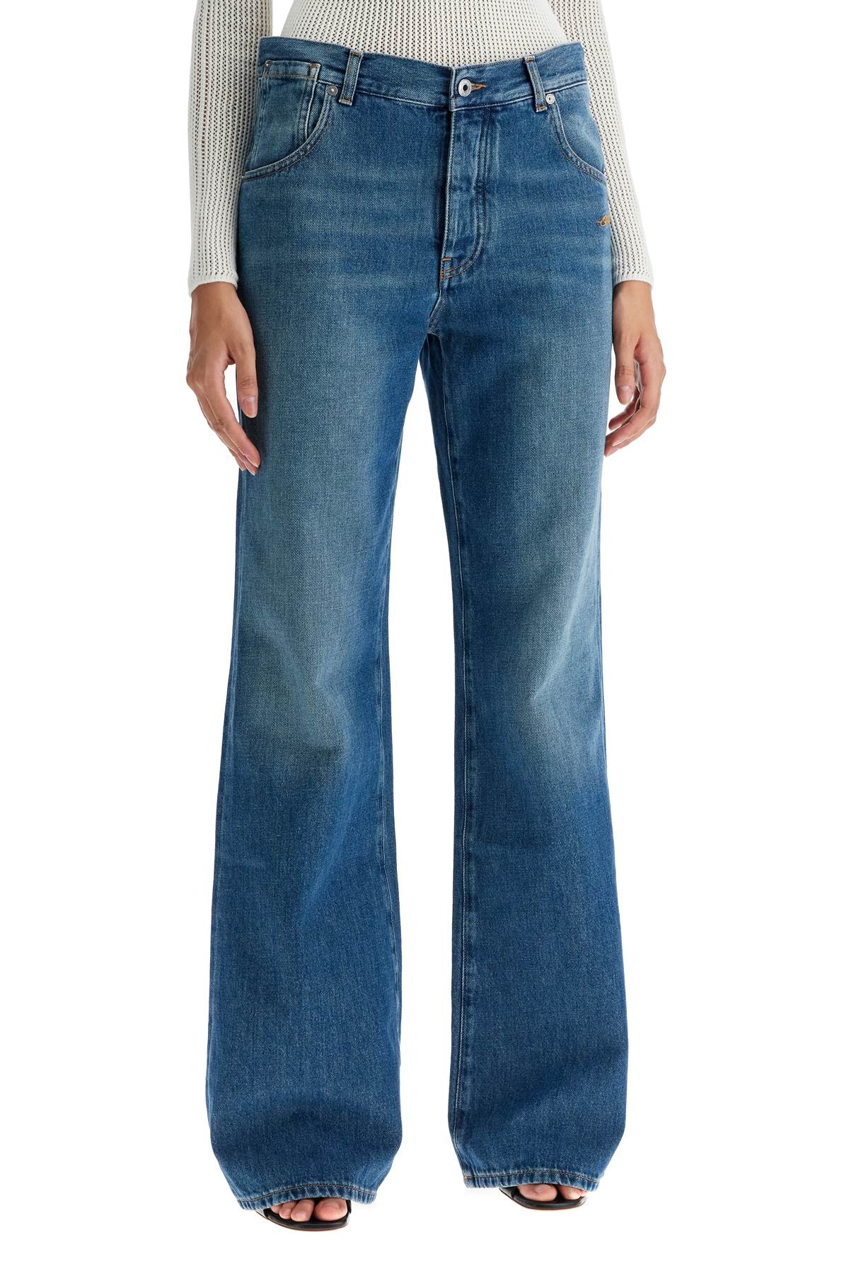 Shop Off-white Wide Leg Jeans In Medium Blue - No Color (blue)