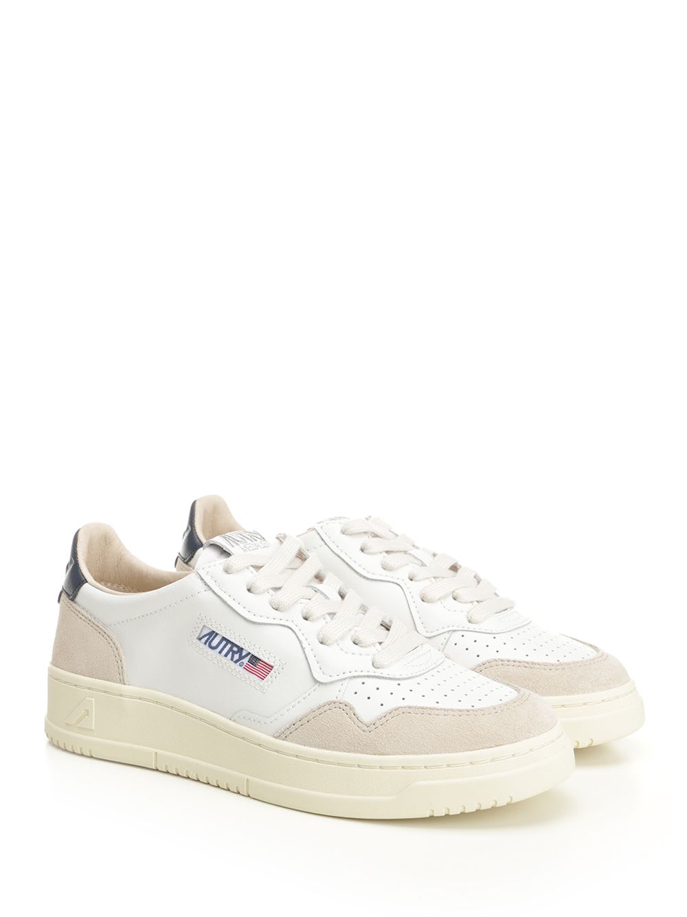 Autry Medalist White Low Top Sneakers With Blue Suede Details In Leather Woman In Nude