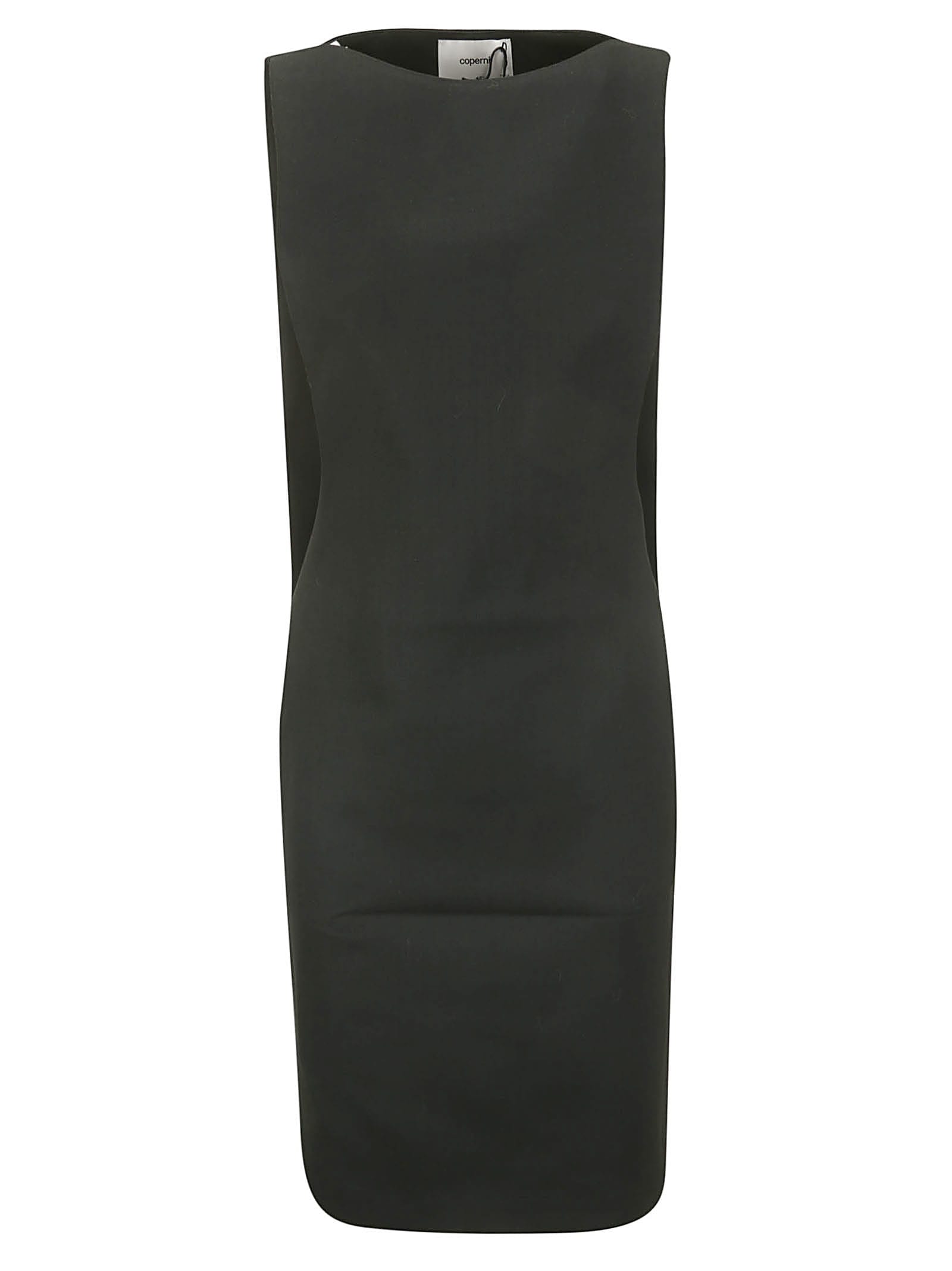 Coperni Open Back Crepe Midi Dress W/cape In Black