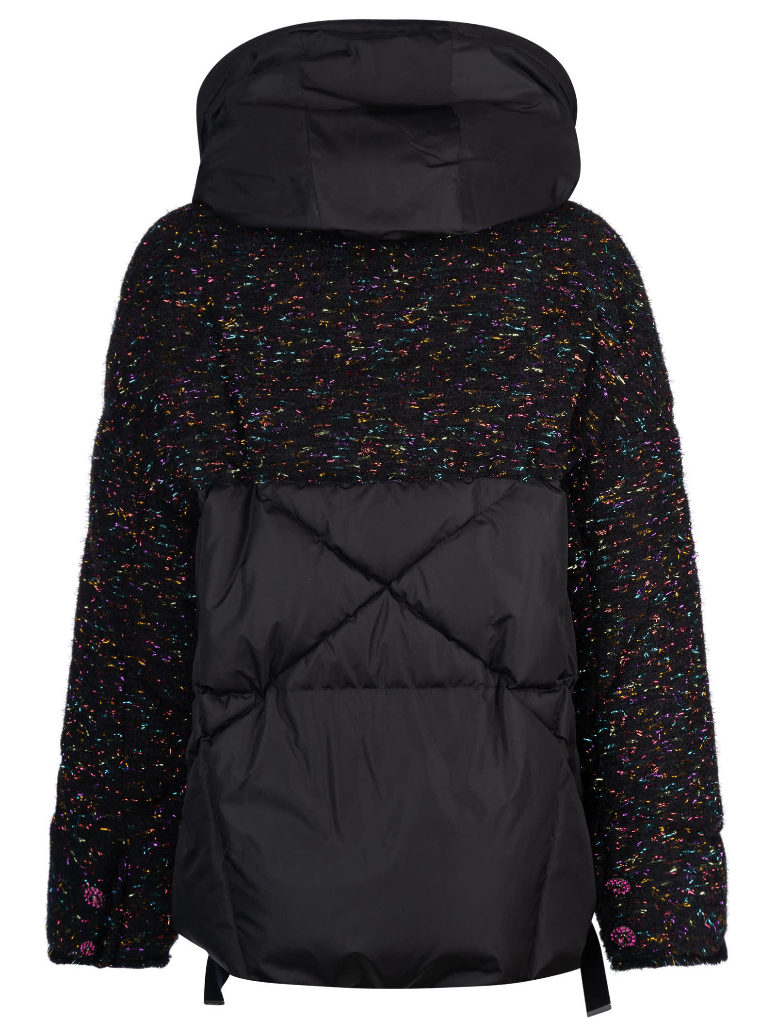 Shop Khrisjoy Tweed Puffer Jacket In Black Lurex