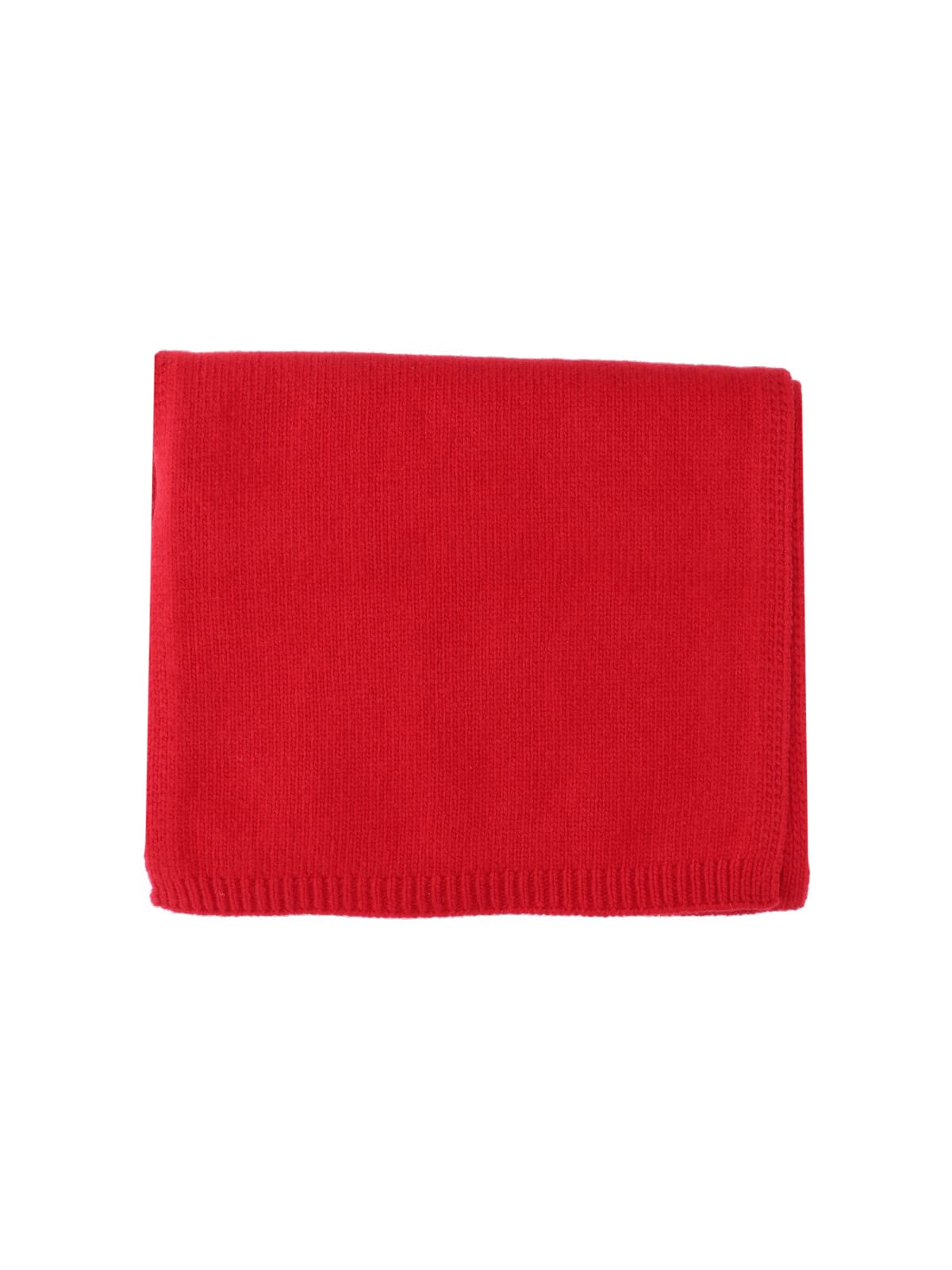 Studio Nicholson Rectangular Knit Scarf Ribbed Edges In Red