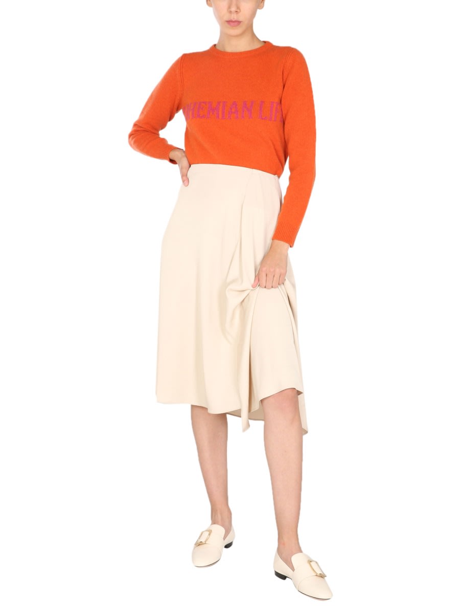 Shop Alberta Ferretti Crew Neck Sweater In Orange