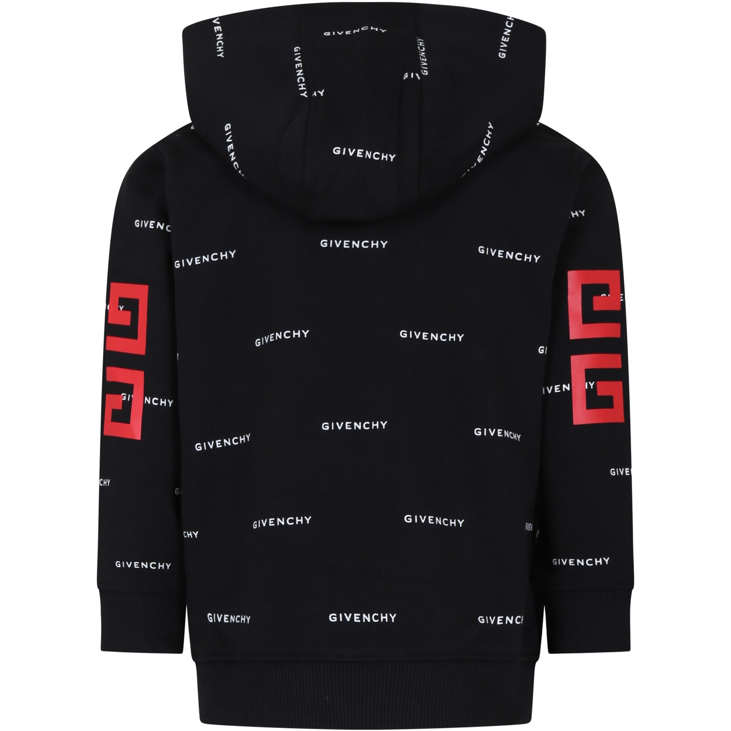 Shop Givenchy Black Hoodie For Boy With Logo In Nero E Bianco