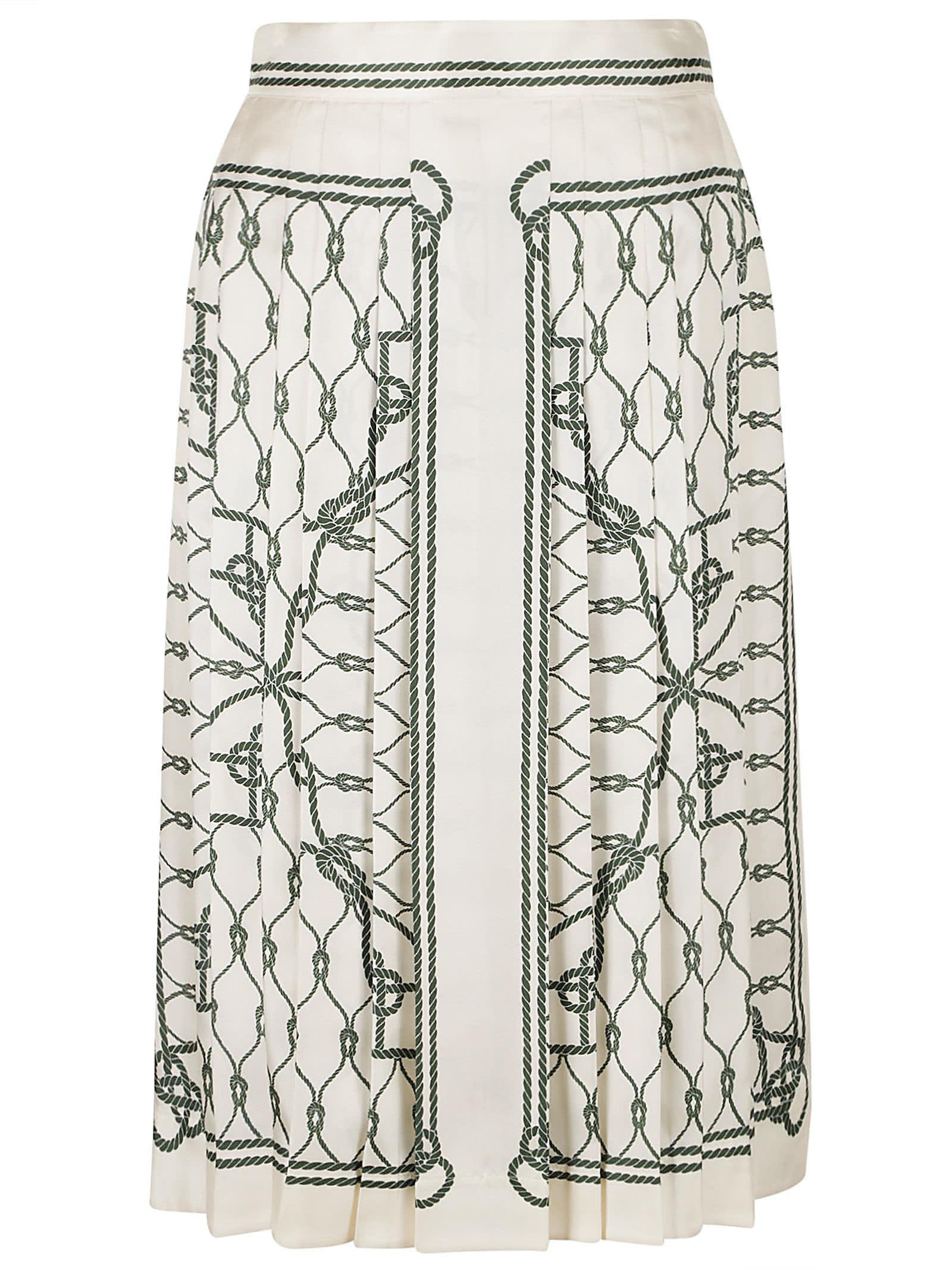 Shop Tory Burch Printed Pleated Skirt In Green