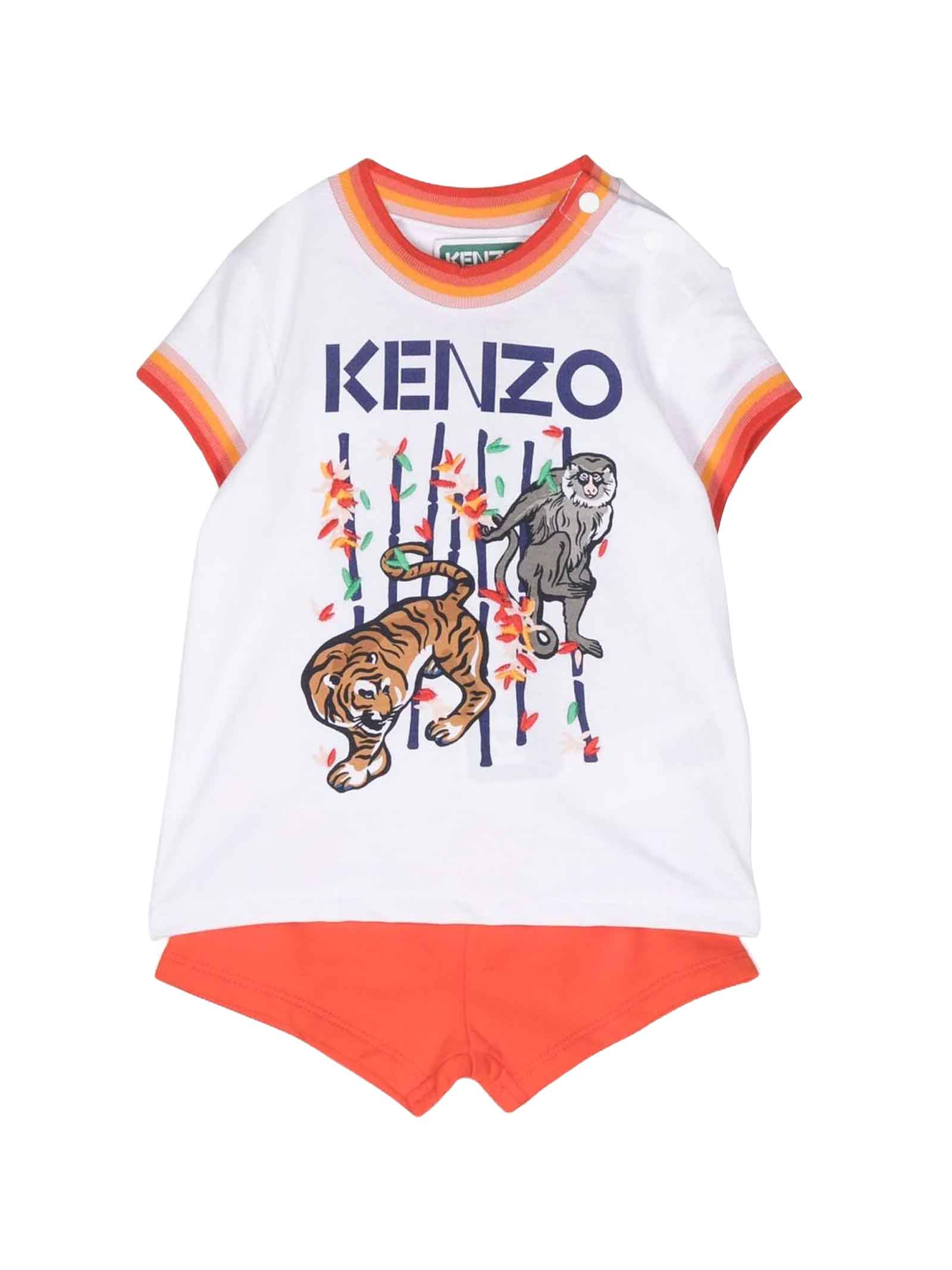 KENZO WHITE/ORANGE SUIT BABY GIRL