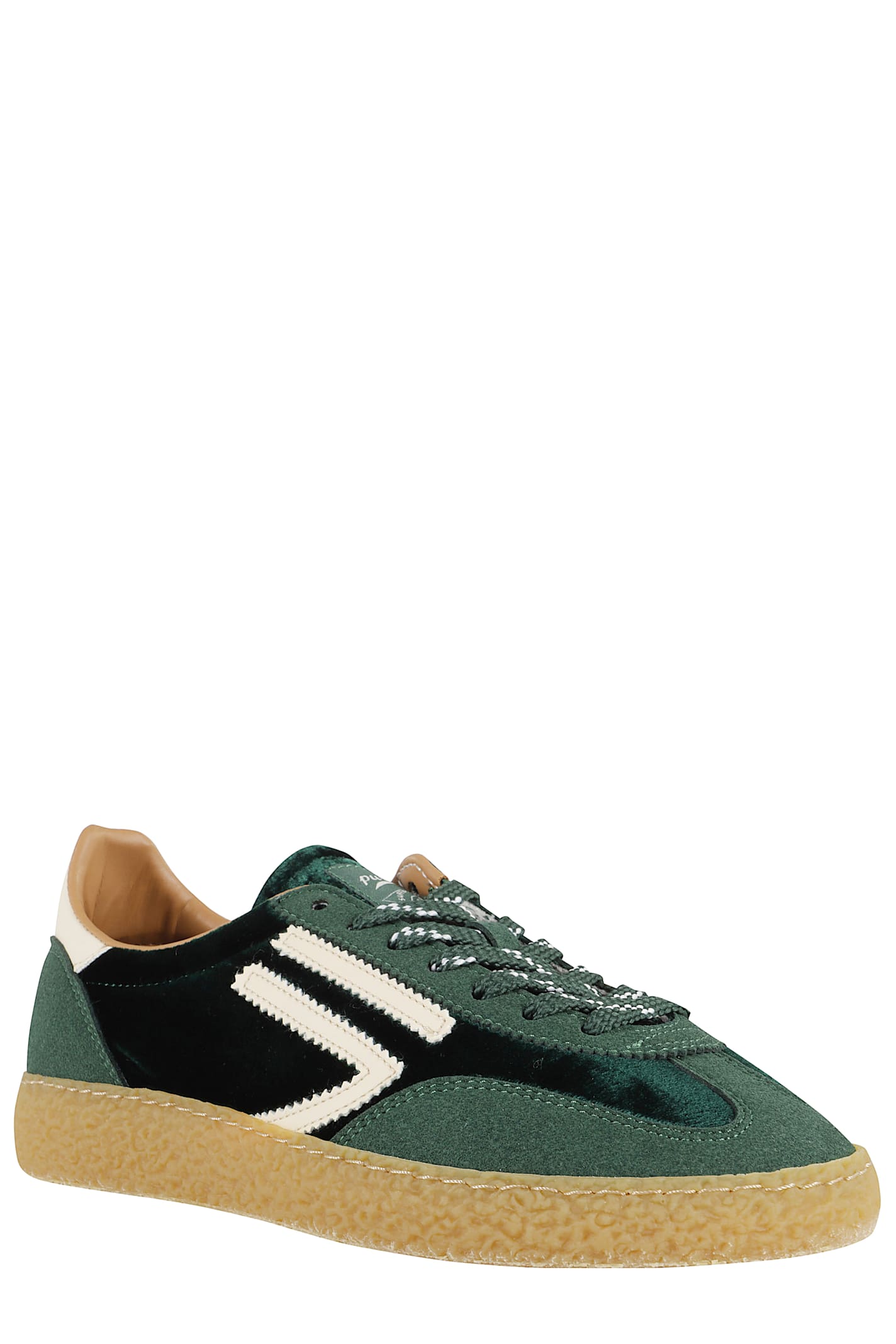 Puraai Velvet-panel Sneakers In Green