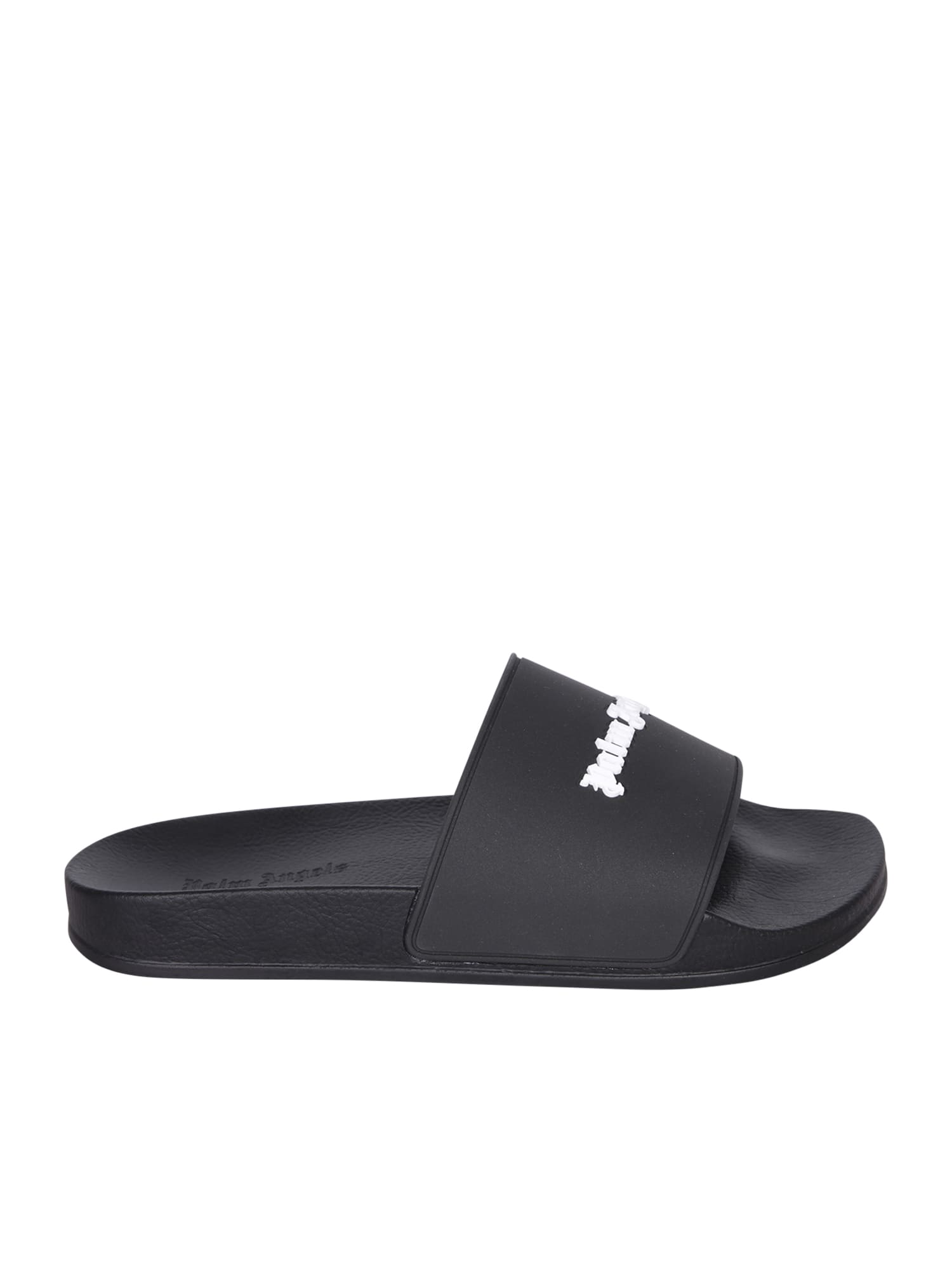 Shop Palm Angels Logo Pool Black Slides