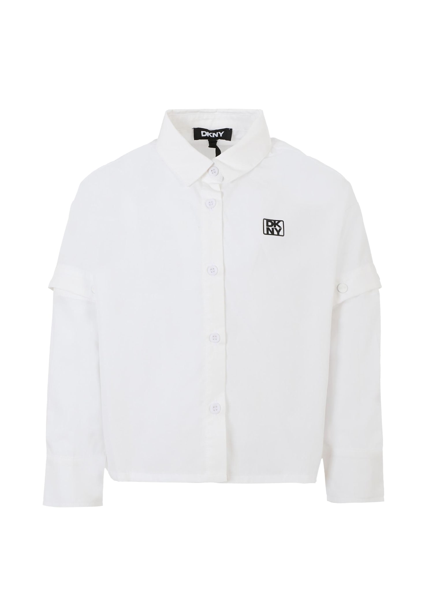 Dkny White Shirt For Girl With Black Logo In White