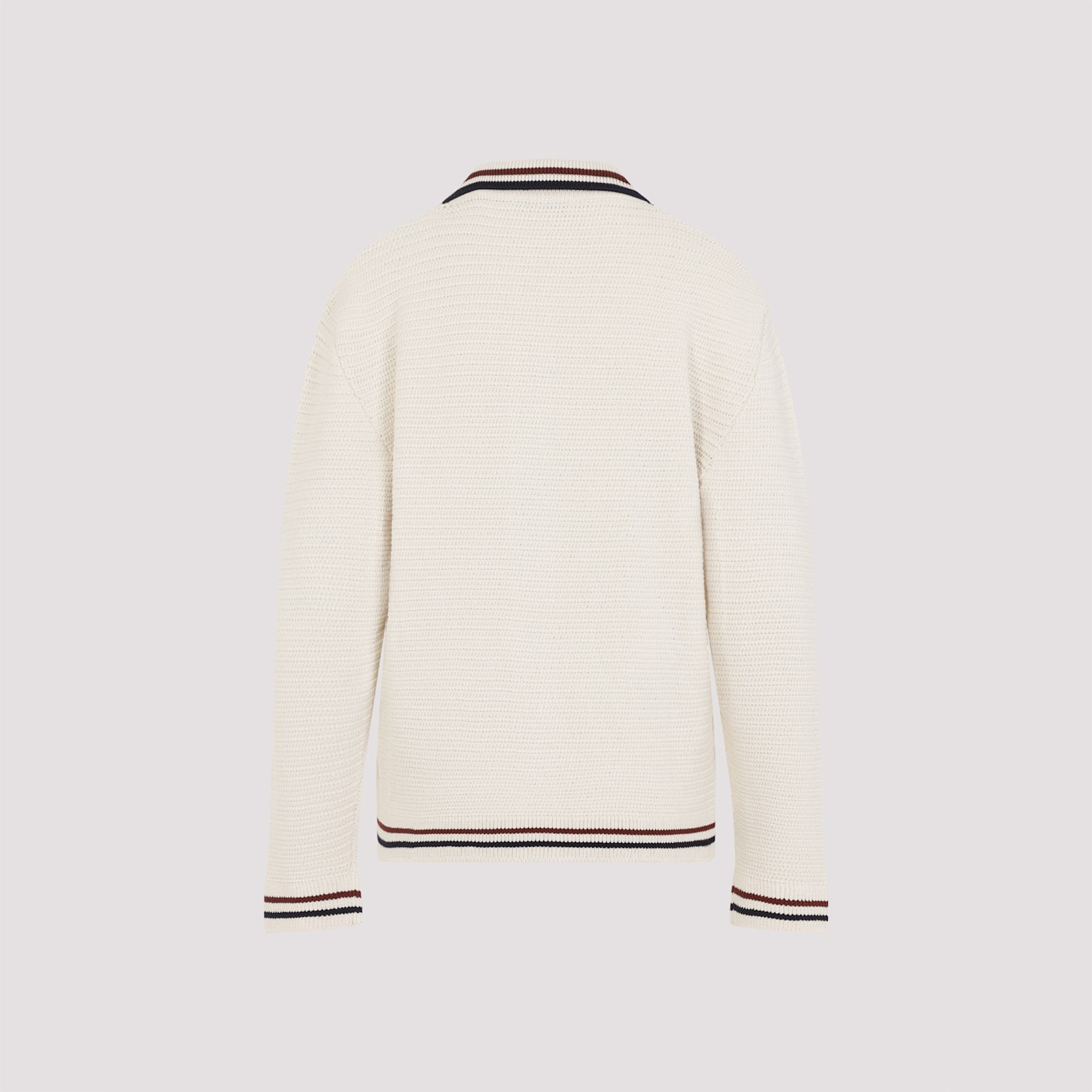 Miu Miu Cotton Cardigan Stripes Detail In White
