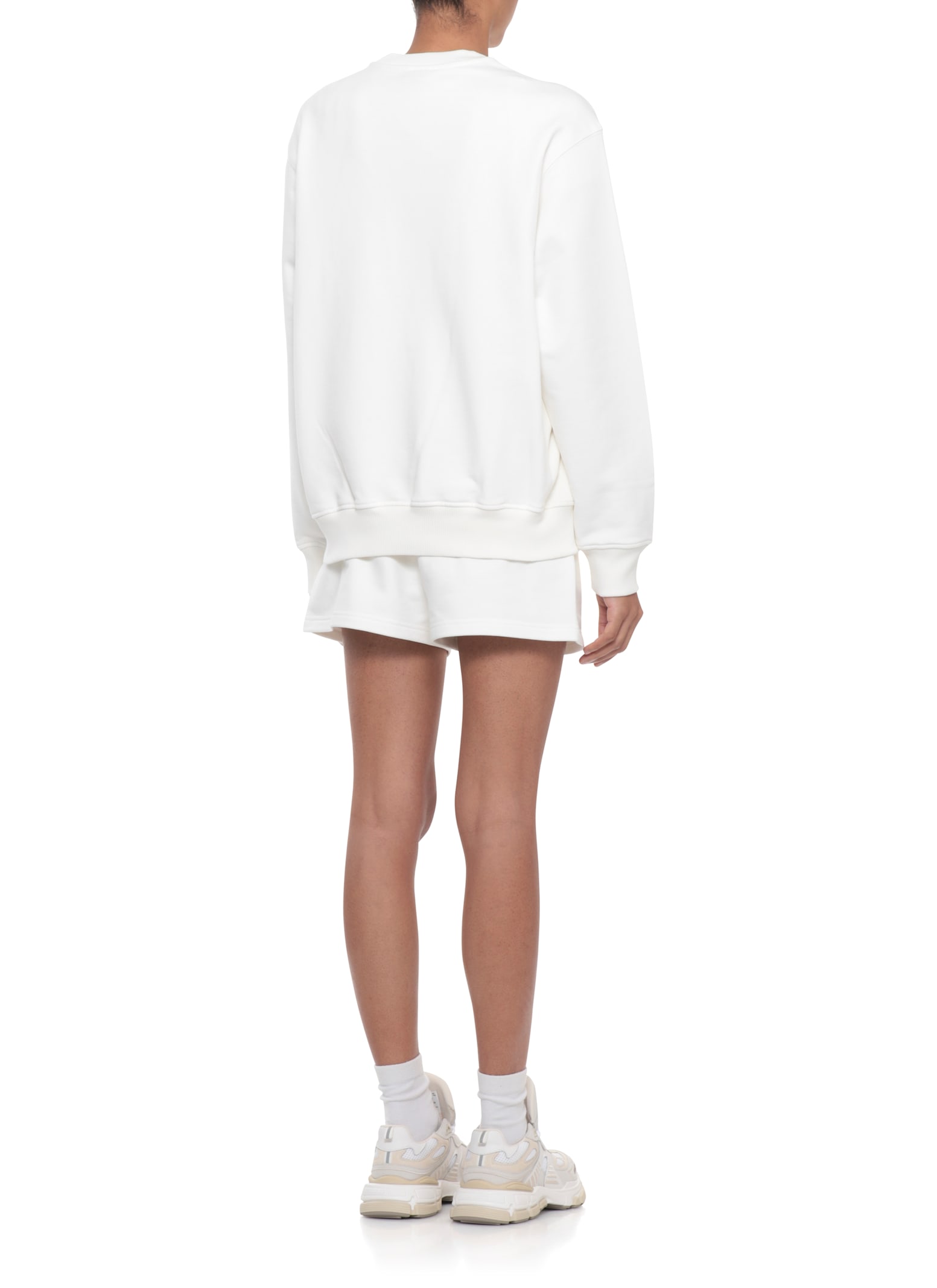 Casablanca White Cotton Sweatshirt With Contrasting Logo Patch In White
