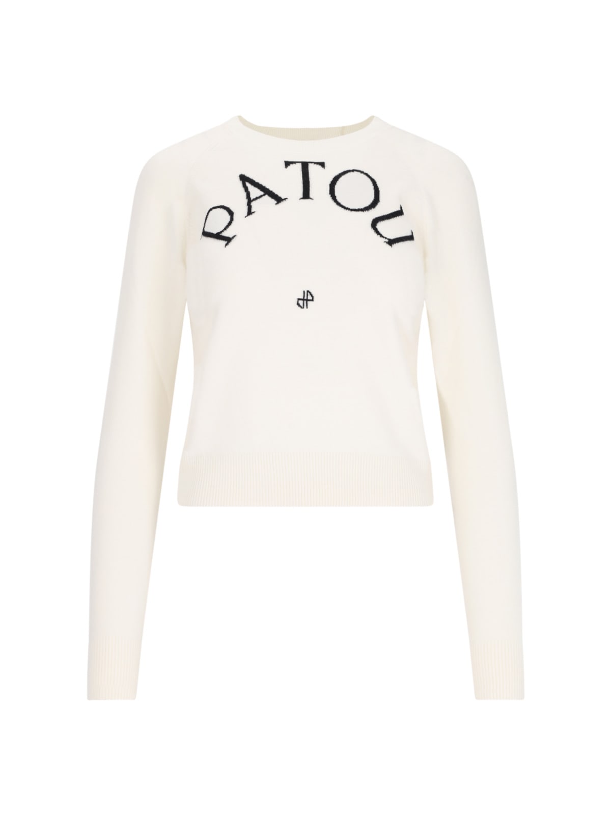 Shop Patou Logo Intarsia Sweater In White