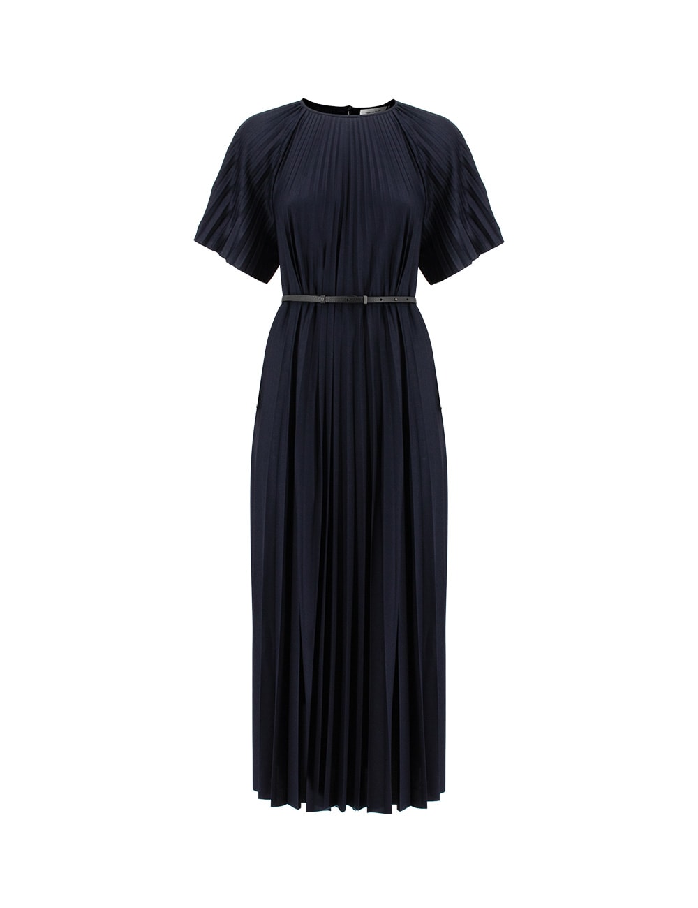 Fabiana Filippi Pleated Raglan-sleeve A-line Maxi Dress In Dark Blue
