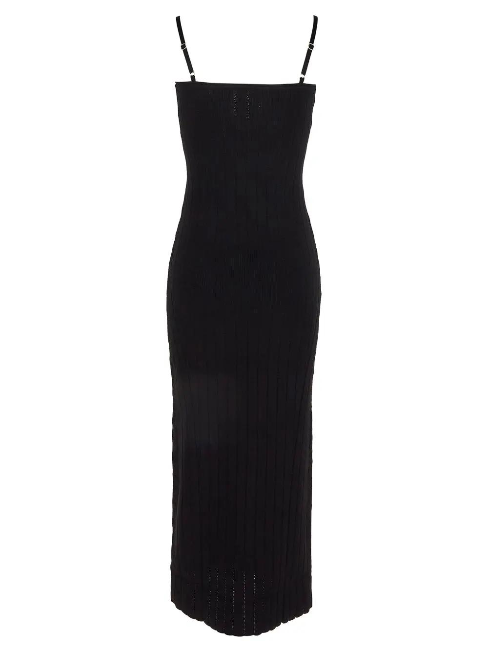 Shop Jacquemus Ribbed Dress In Black