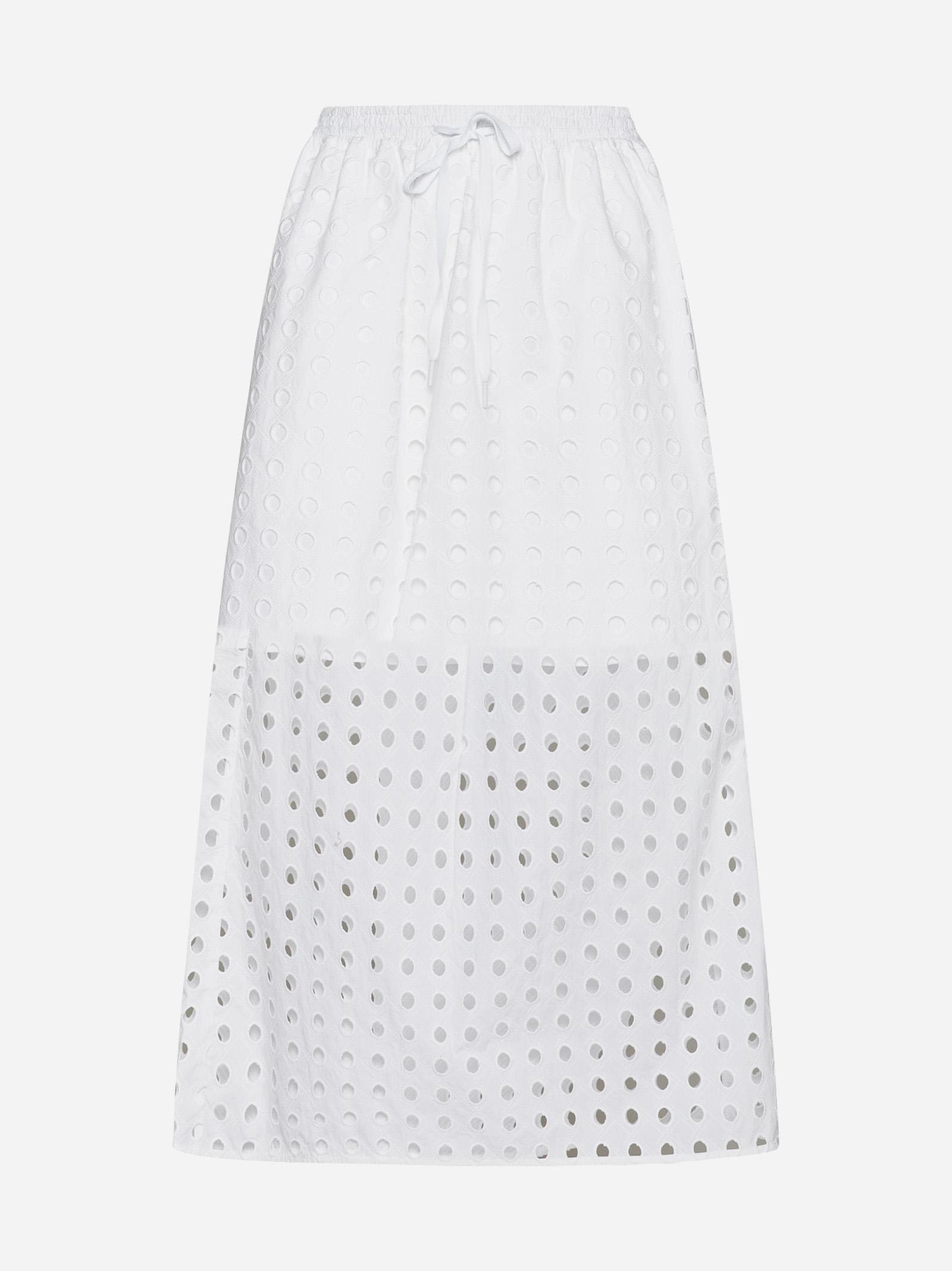 Shop See By Chloé Broderie Anglaise Cotton Midi Skirt In White