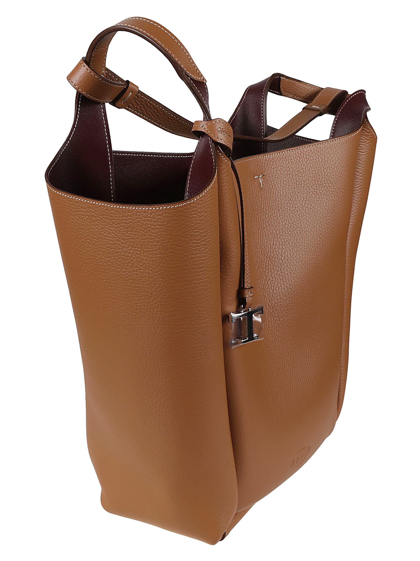 Shop Tod's Logo Open Tote In Leather