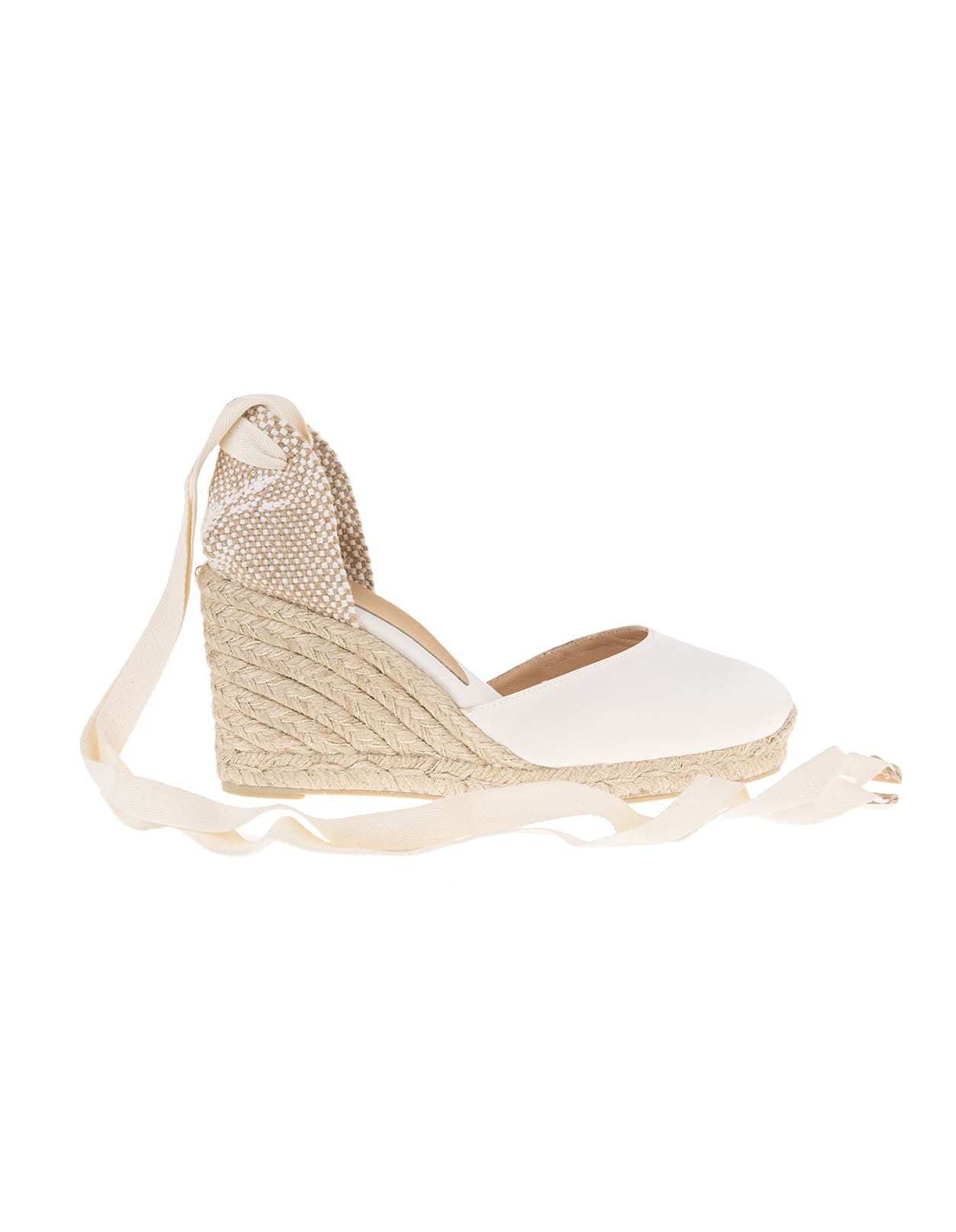 Castañer Carina Espadrille In White Canvas With Wedge