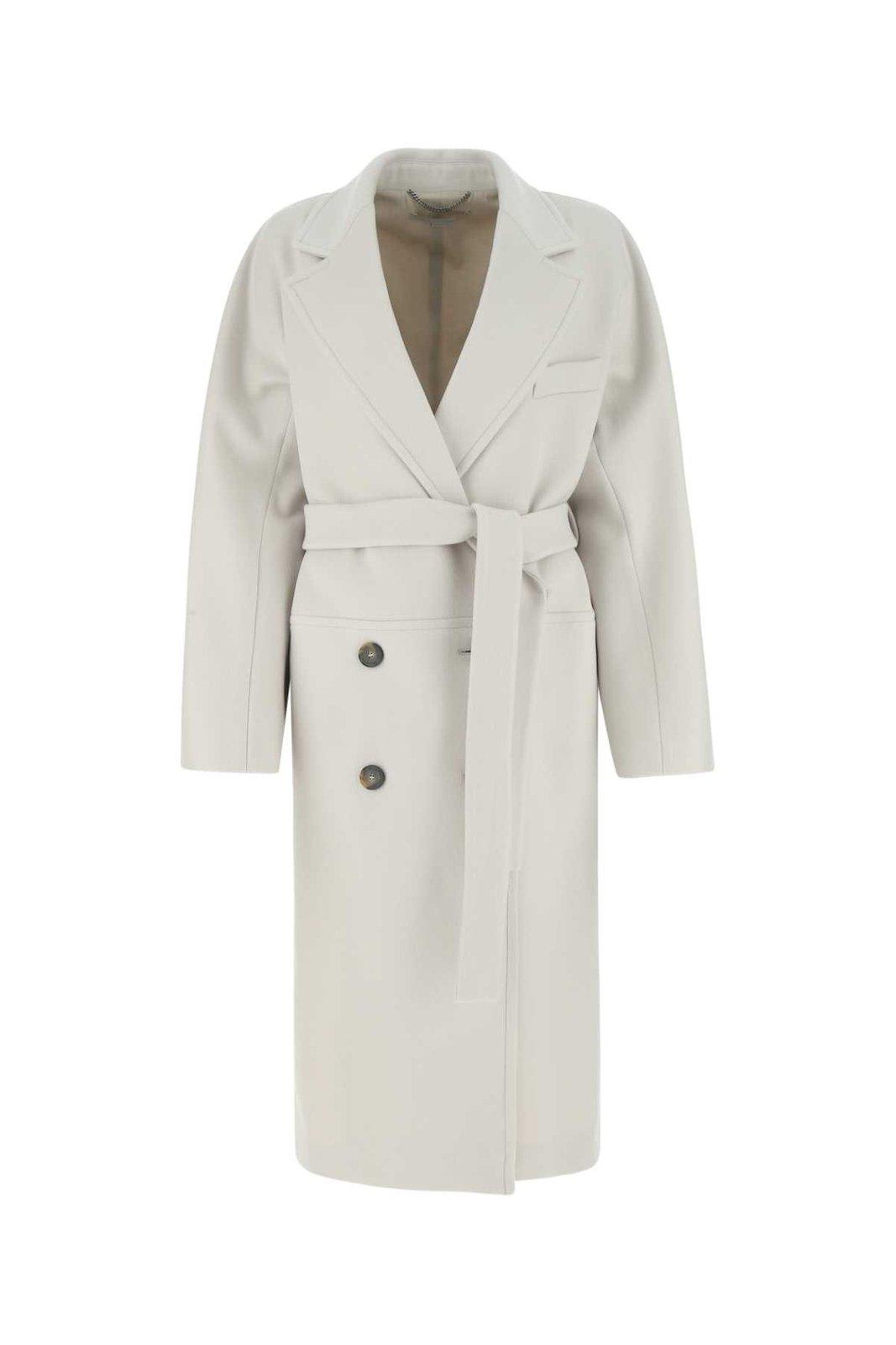 Shop Stella Mccartney Double-breasted Long-sleeved Coat In White